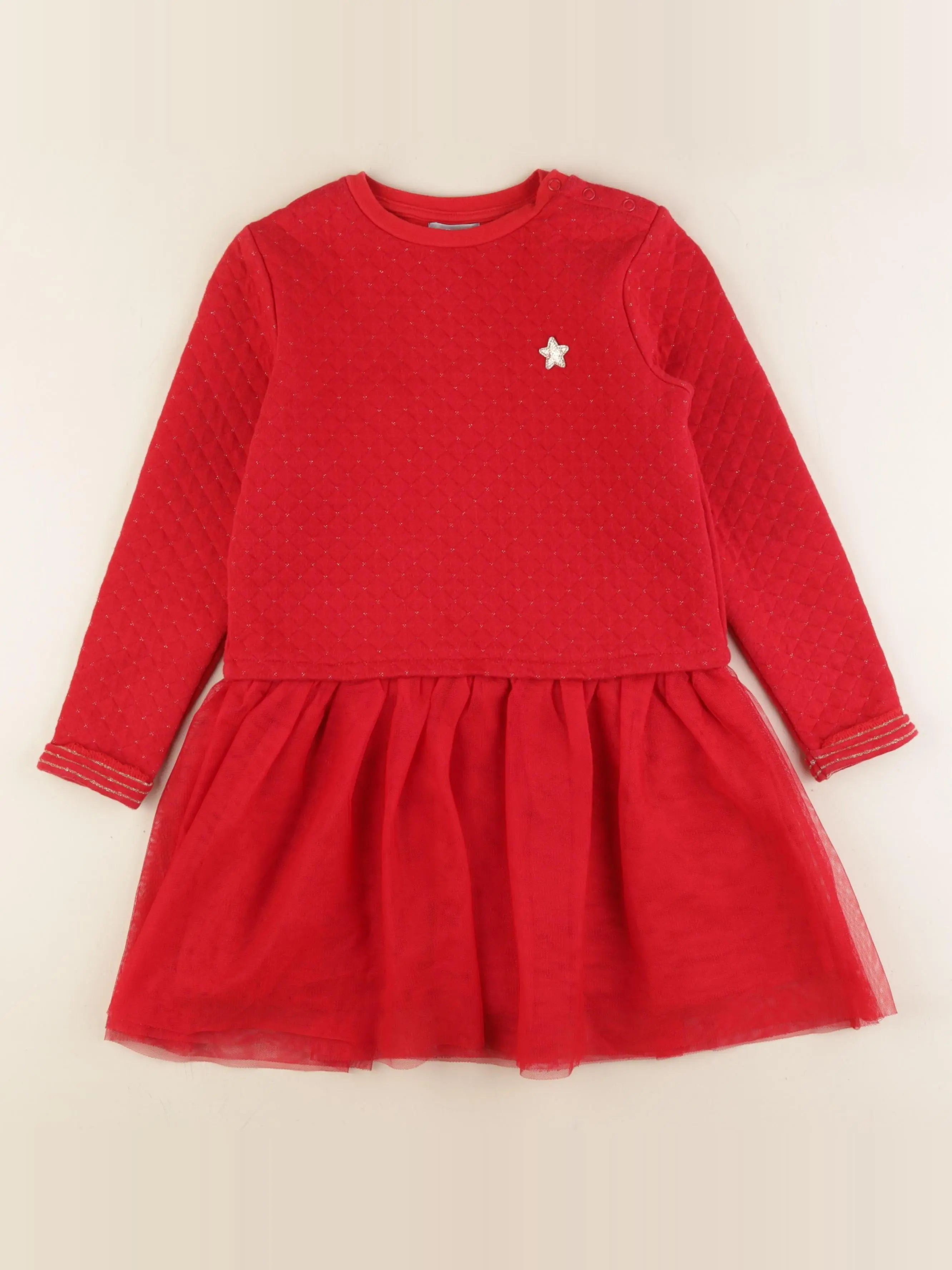 Vertbaudet - robe rouge, or - 8 ans