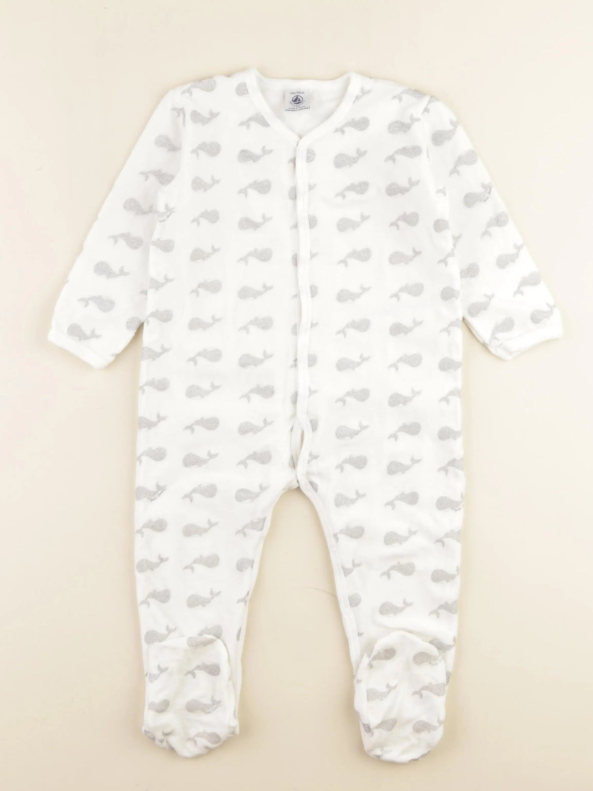 Petit Bateau - pyjama velours argent - 24 mois