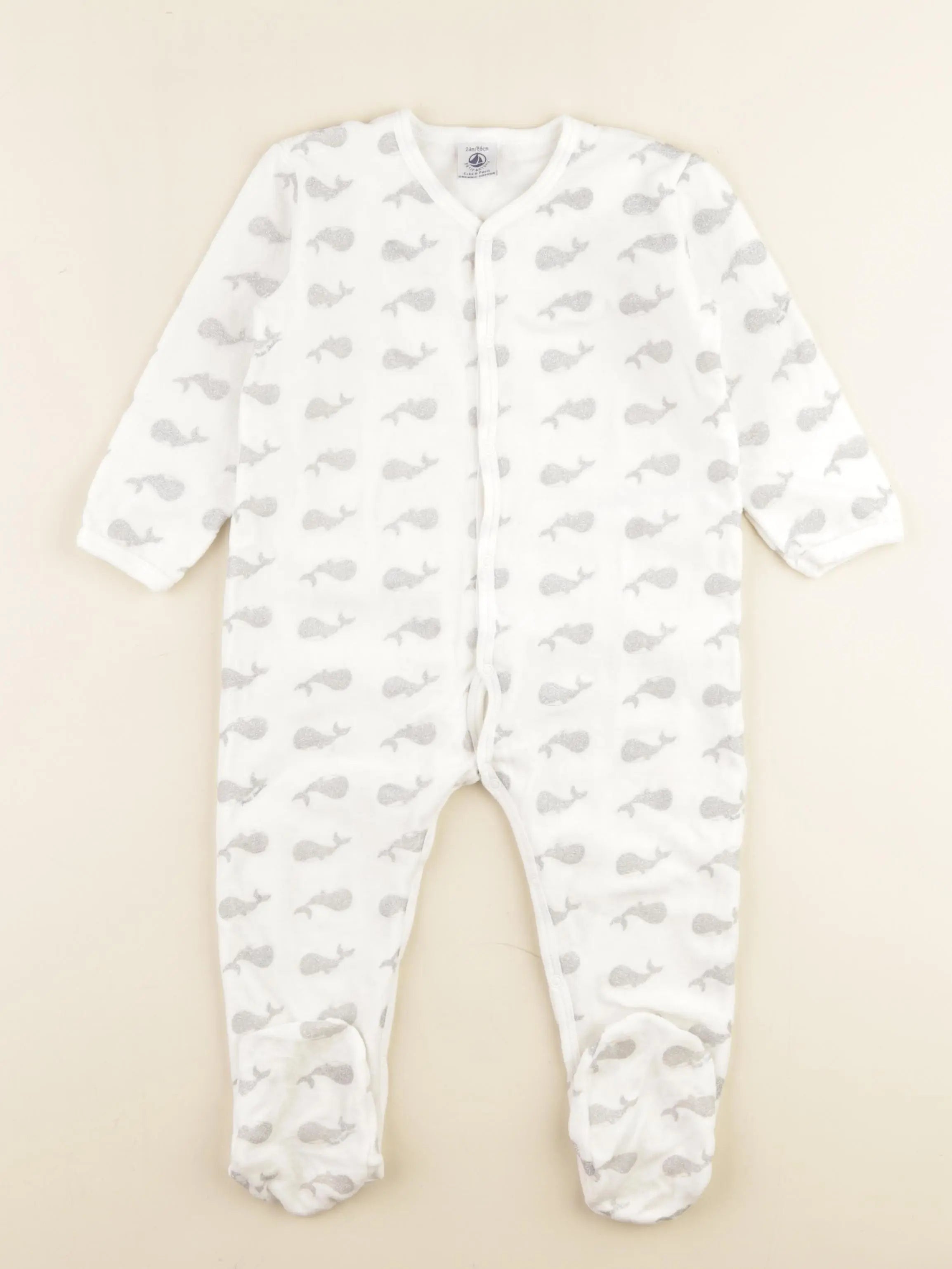 Petit Bateau - pyjama velours argent - 24 mois