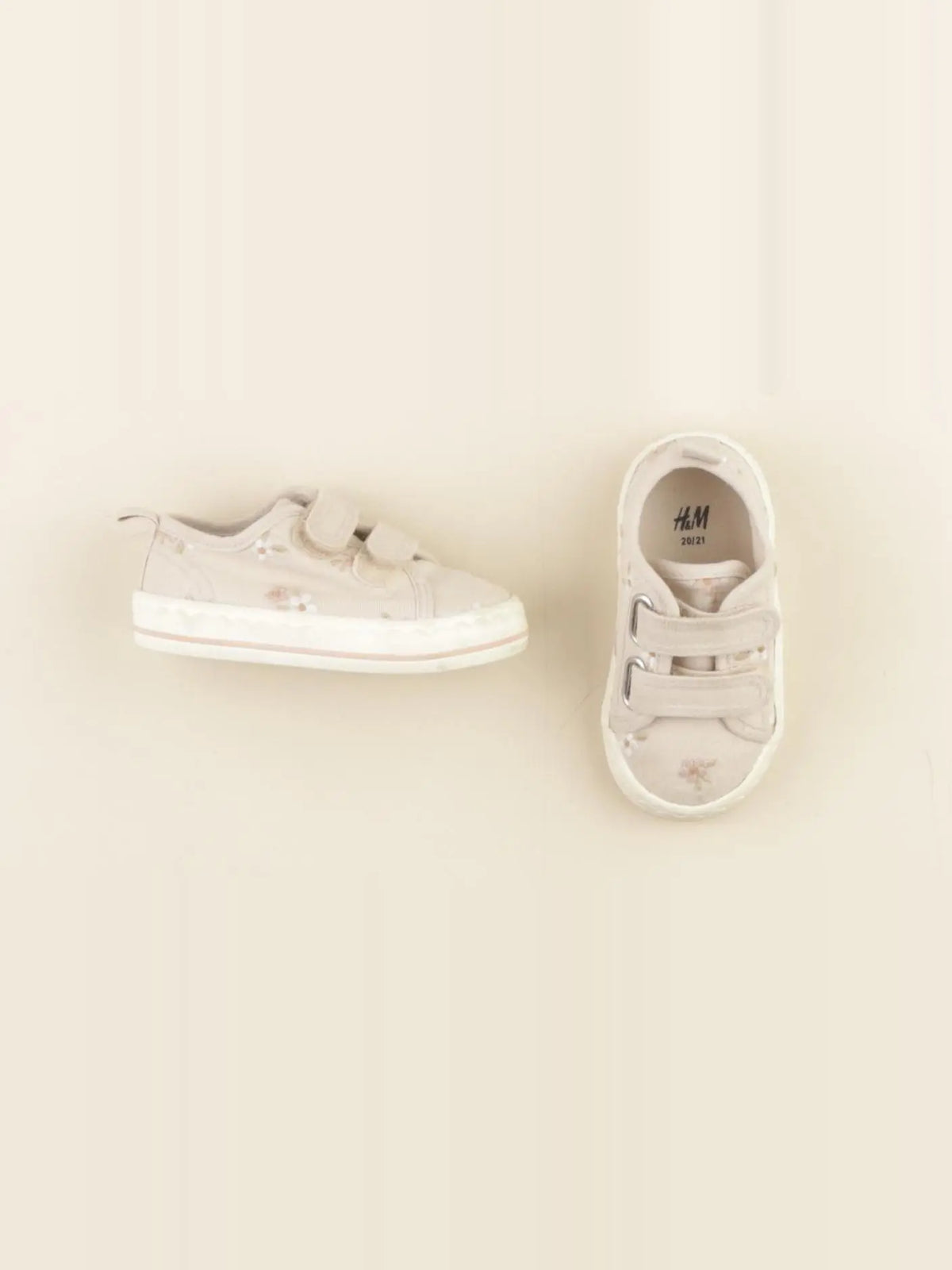 H&M - tennis à scratch/ lacets beige - pointure 20/21