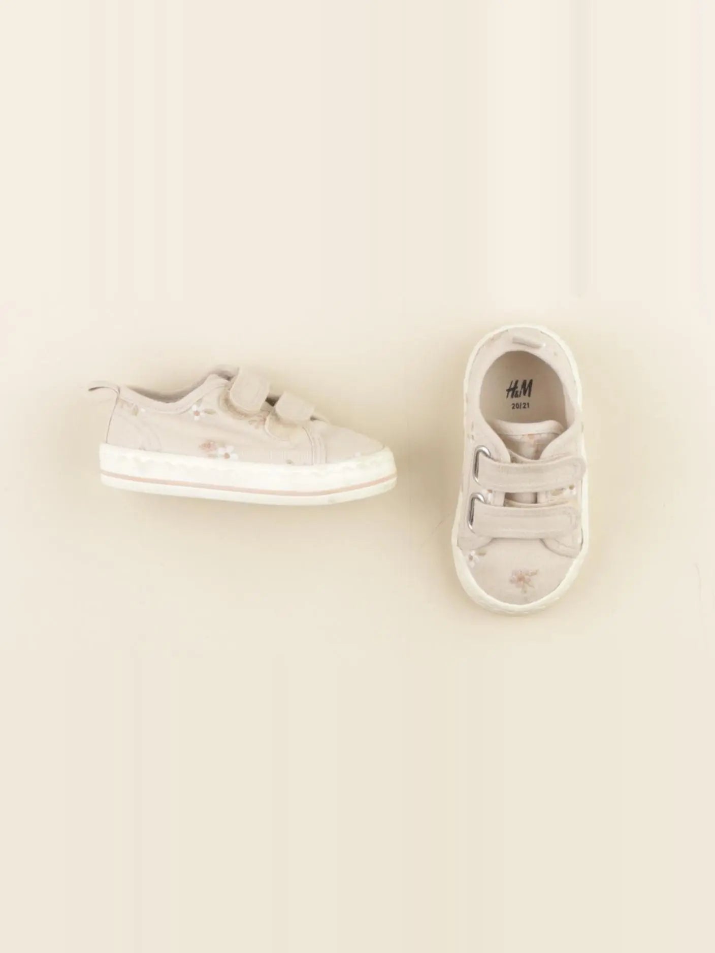 H&M - tennis à scratch/ lacets beige - pointure 20/21