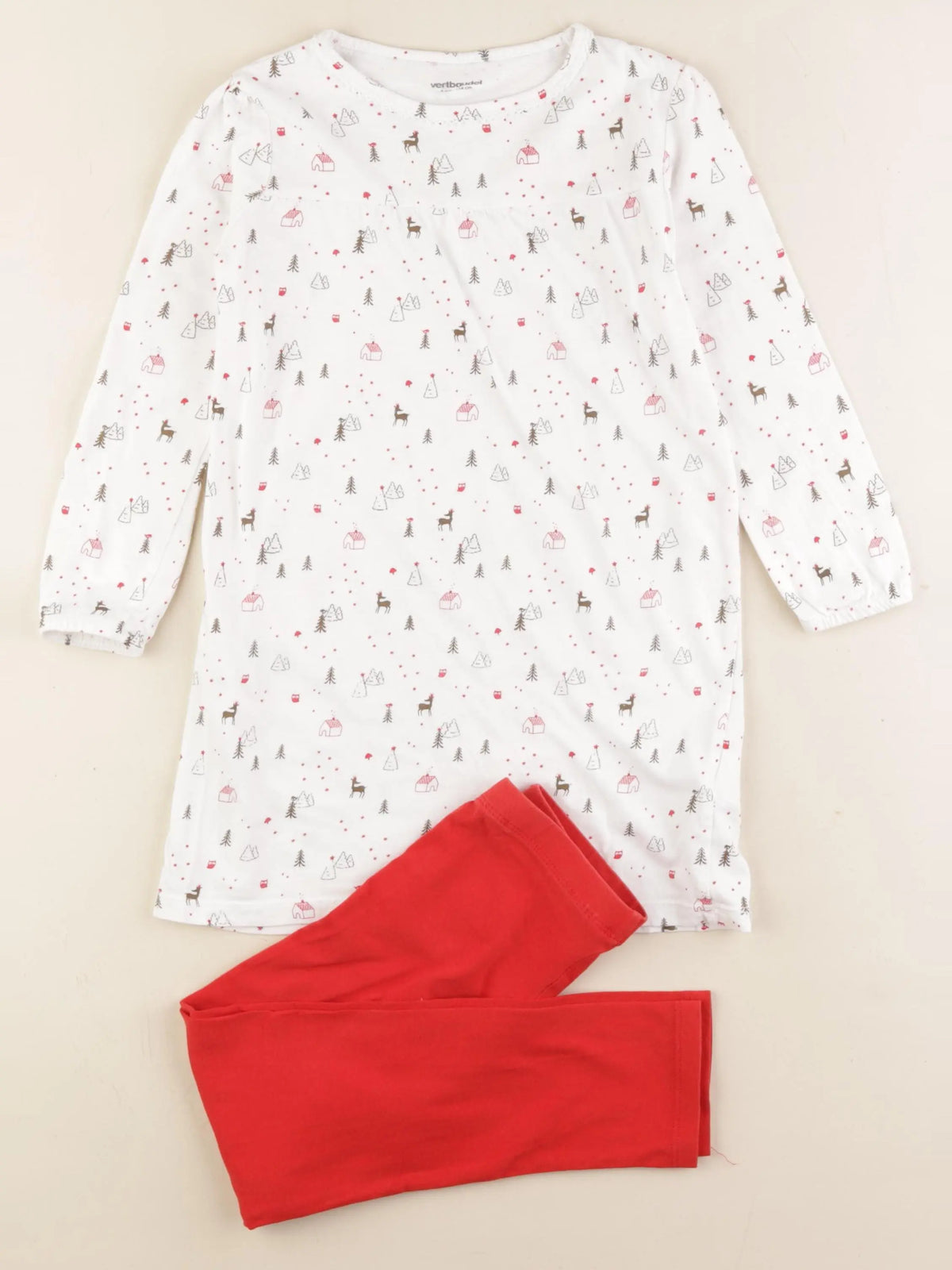 Vertbaudet - pyjama coton blanc, rouge - 6 ans