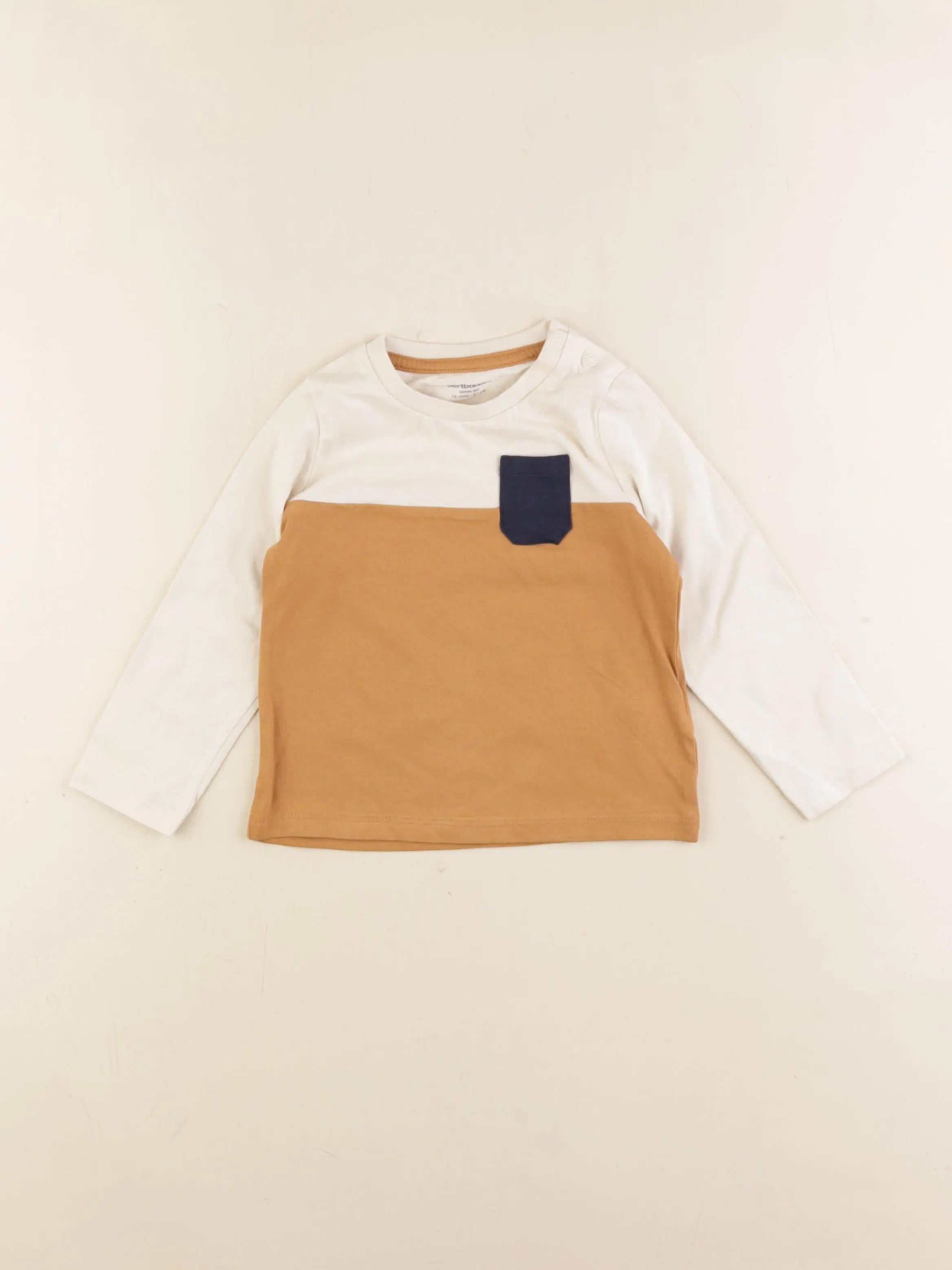 Vertbaudet - tee-shirt marron, beige - 18 mois