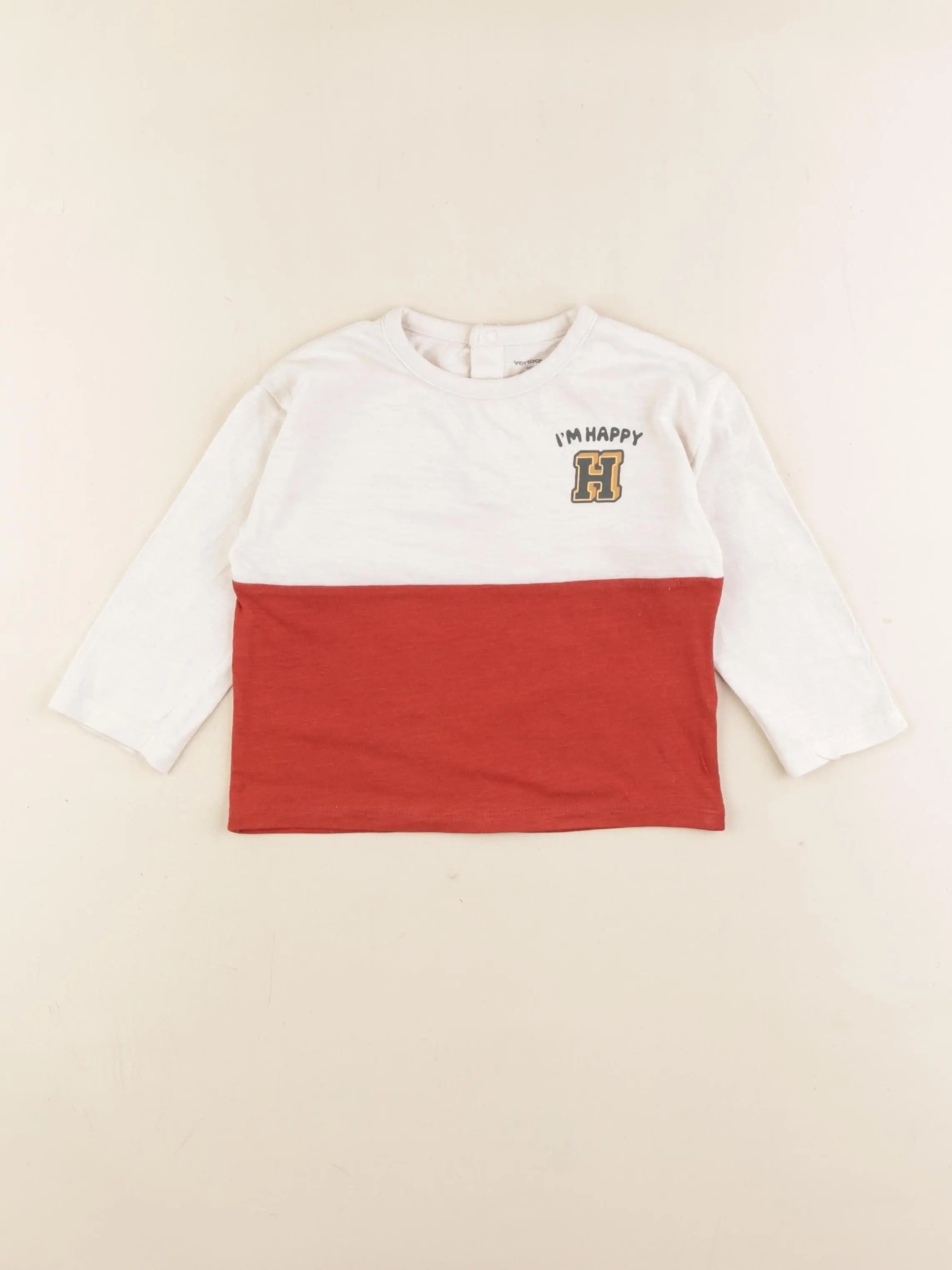 Vertbaudet - tee-shirt beige, rouge - 18 mois