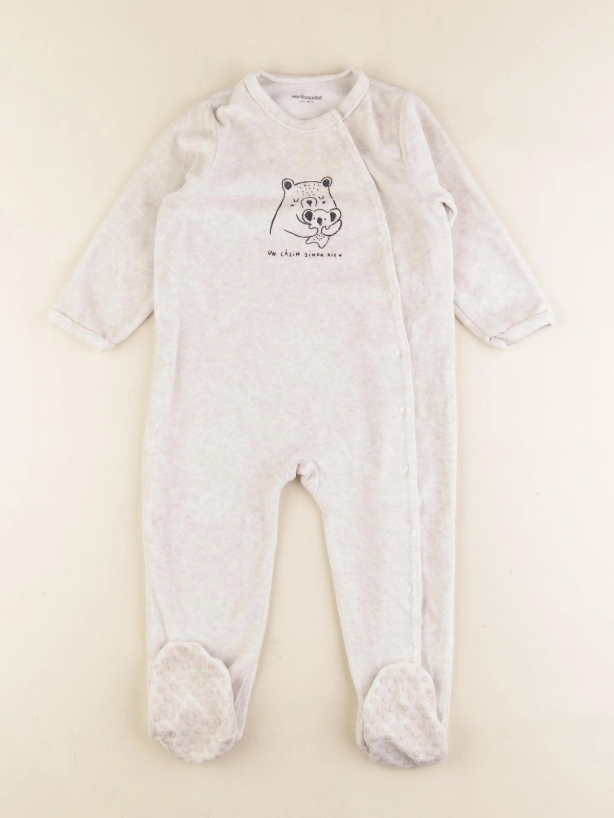 Vertbaudet - pyjama velours beige - 2 ans