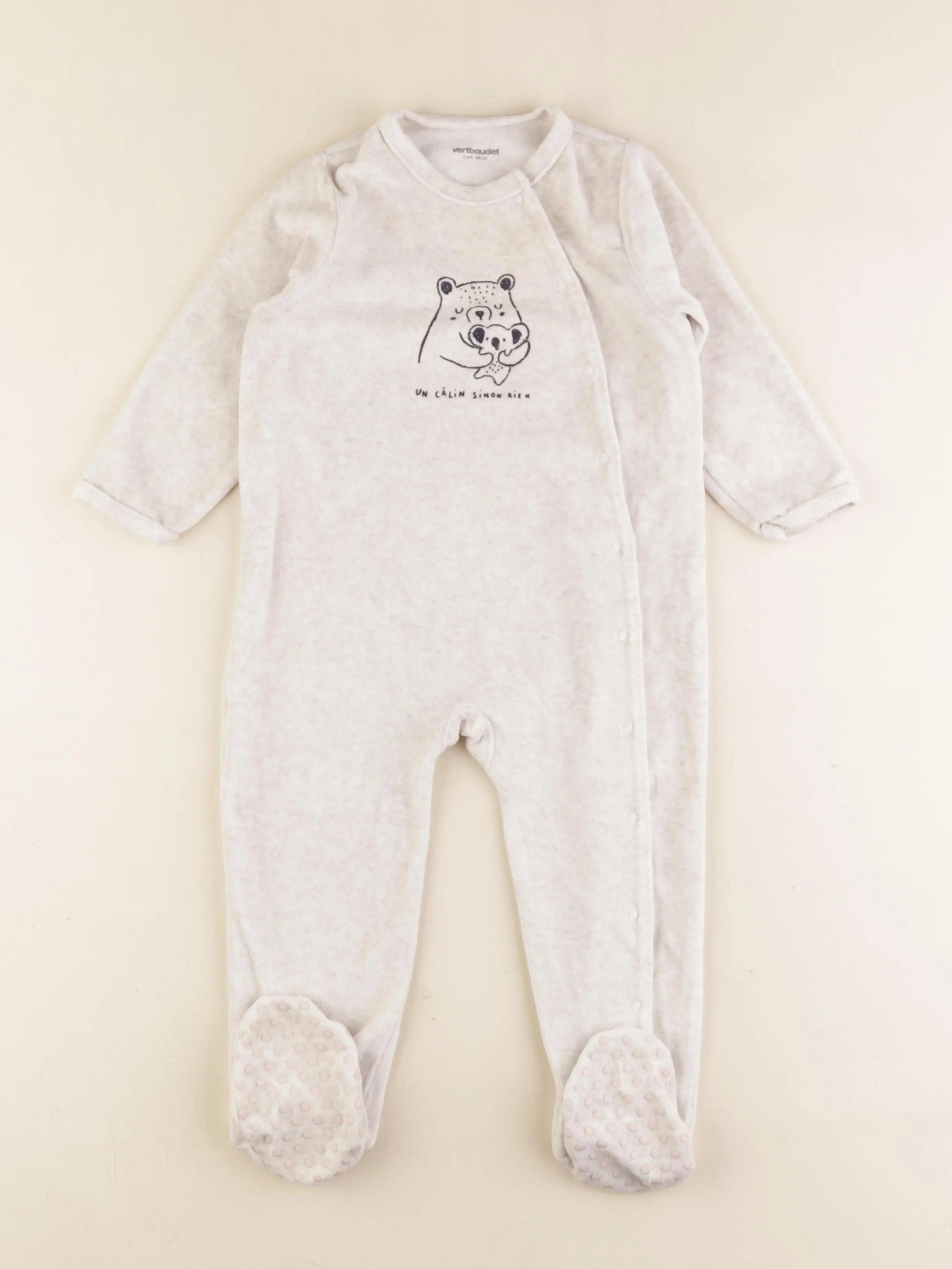 Vertbaudet - pyjama velours beige - 2 ans