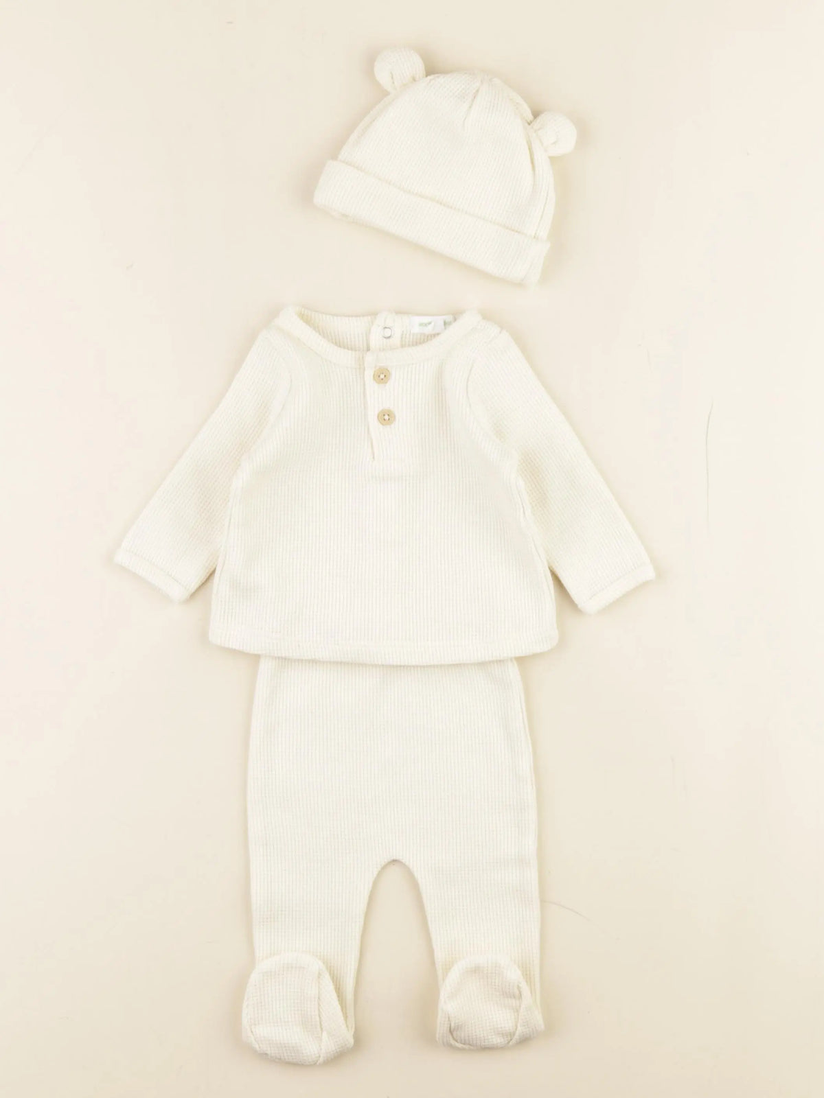Vertbaudet - pyjama coton beige - 1 mois