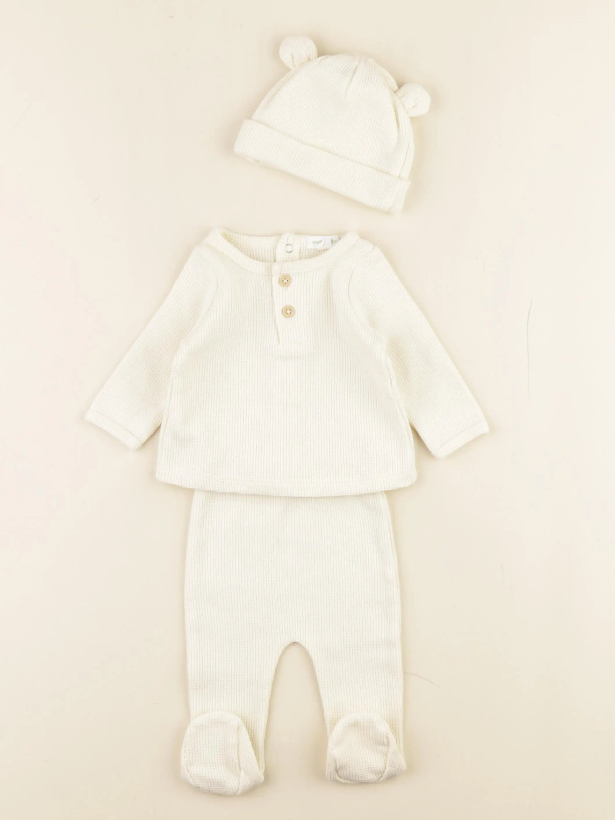 Vertbaudet - pyjama coton beige - 1 mois
