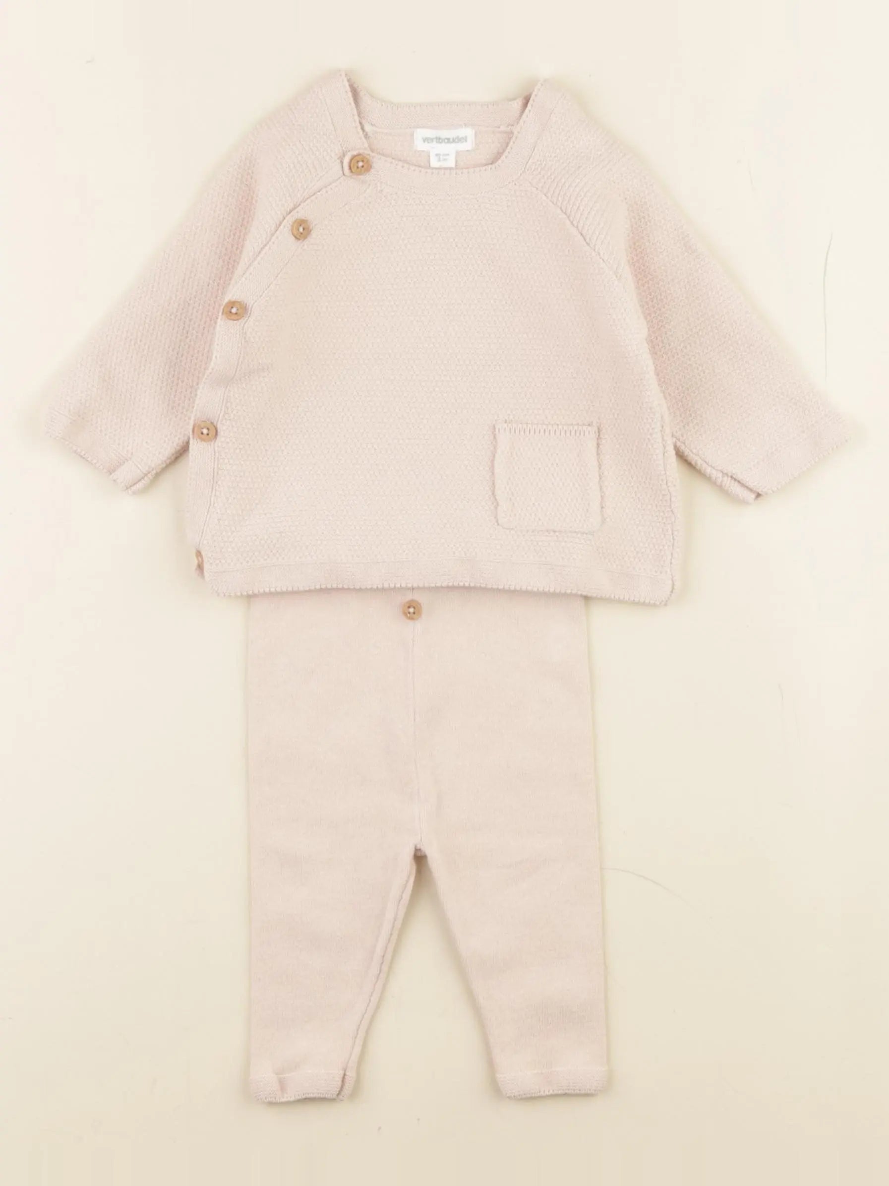 Vertbaudet - ensemble beige - 3 mois