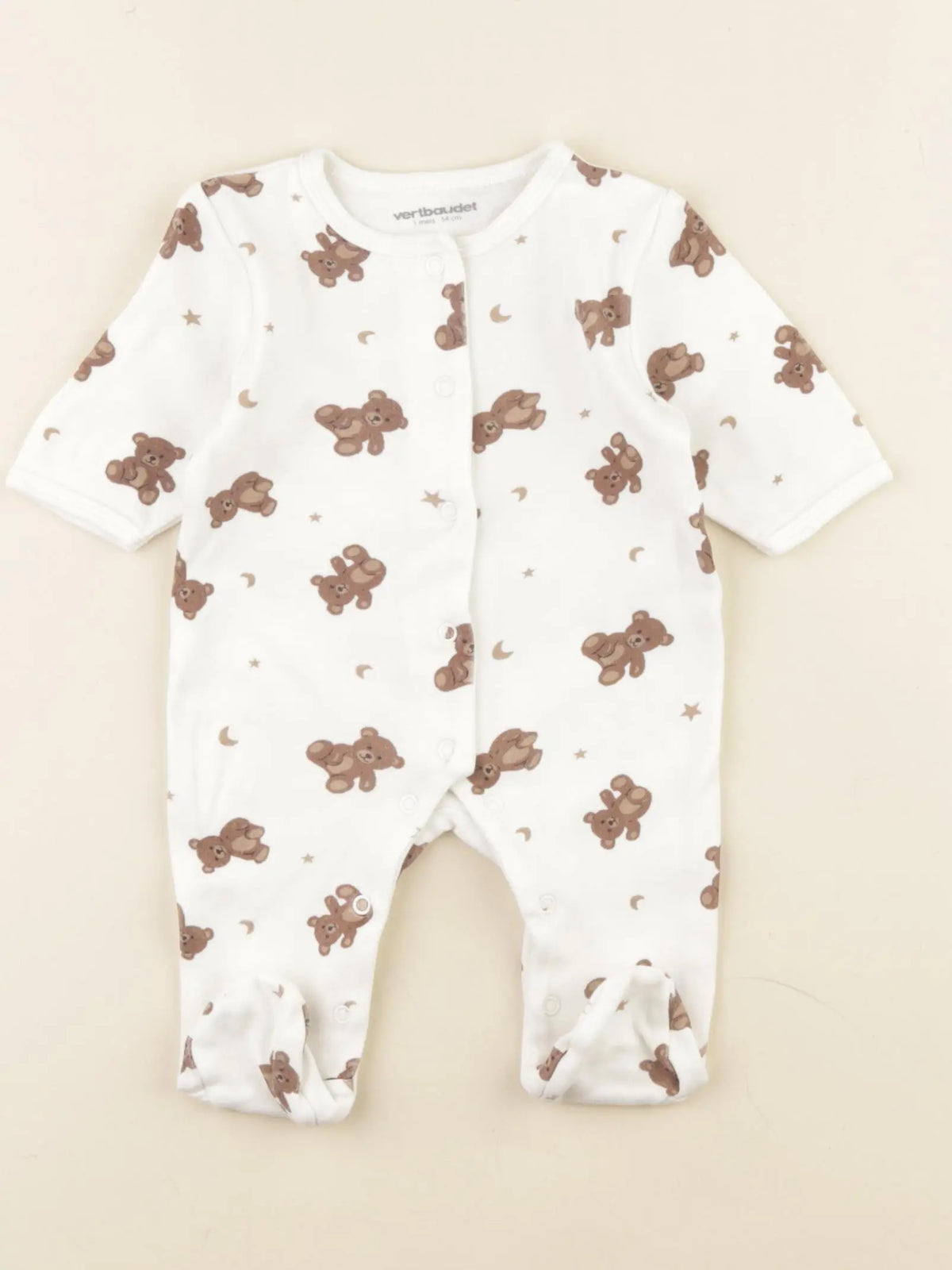 Vertbaudet - pyjama coton marron - 1 mois