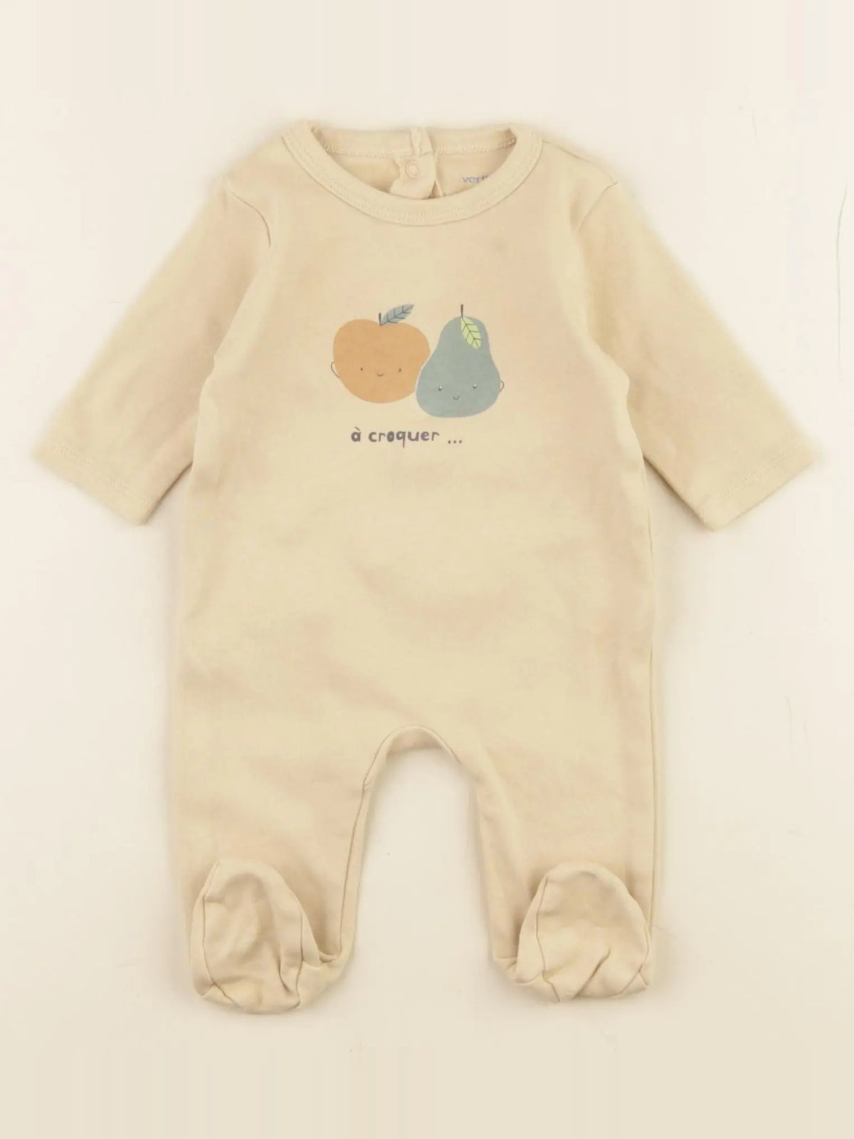 Vertbaudet - pyjama coton beige - 1 mois