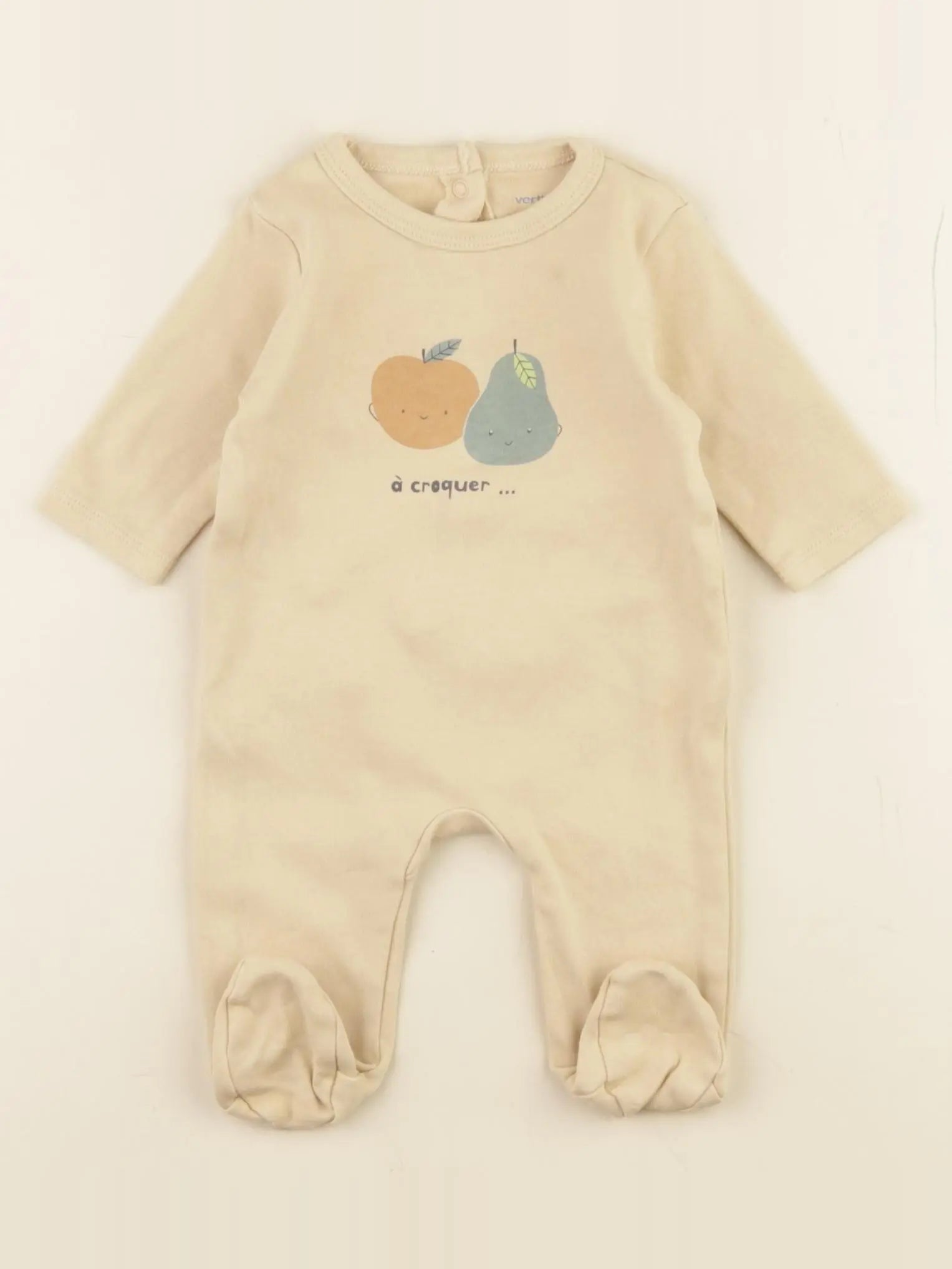 Vertbaudet - pyjama coton beige - 1 mois