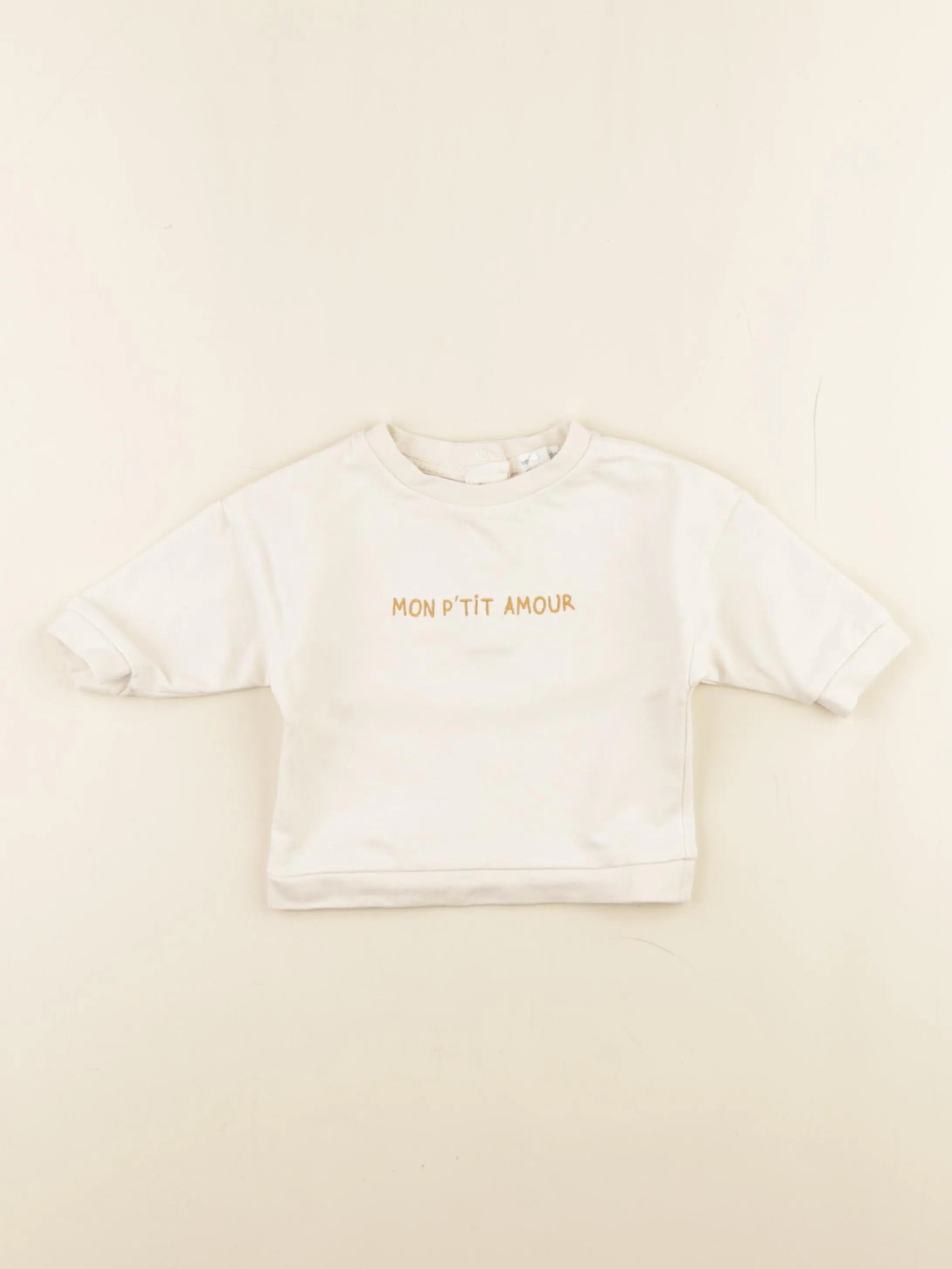 Vertbaudet - sweat beige - 3 mois