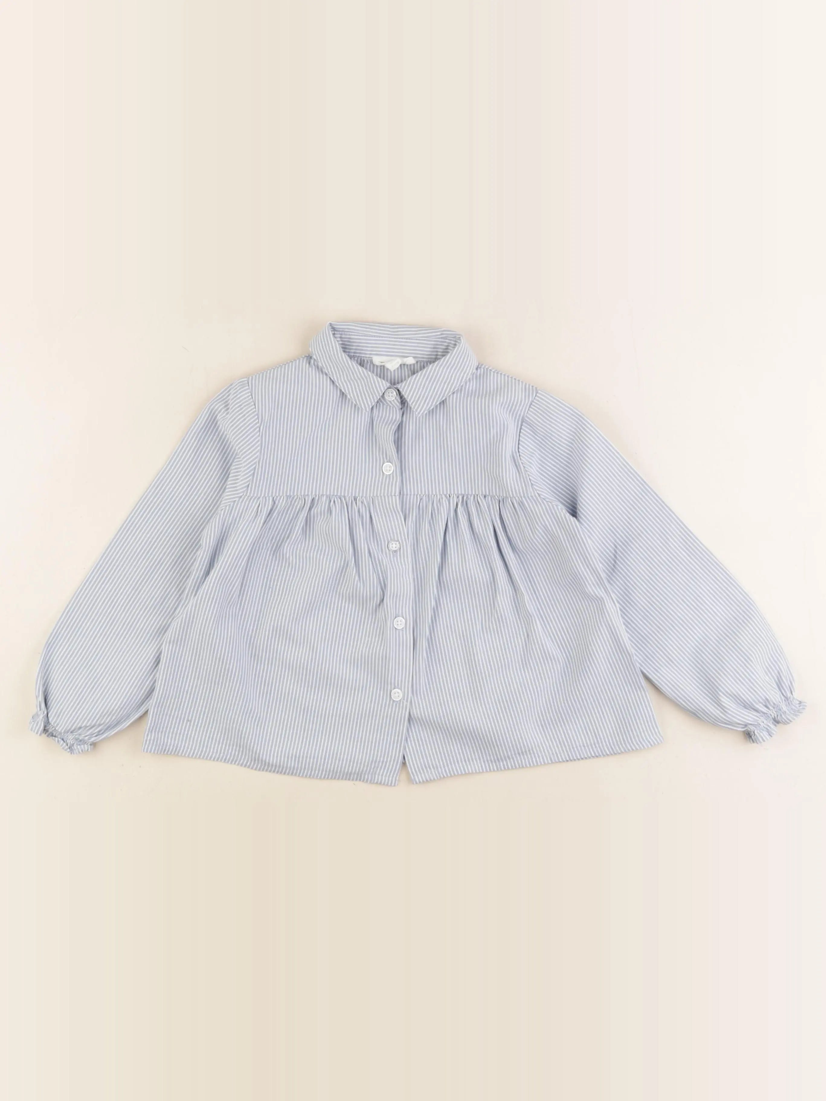 Vertbaudet - blouse bleu, blanc, argent - 4 ans