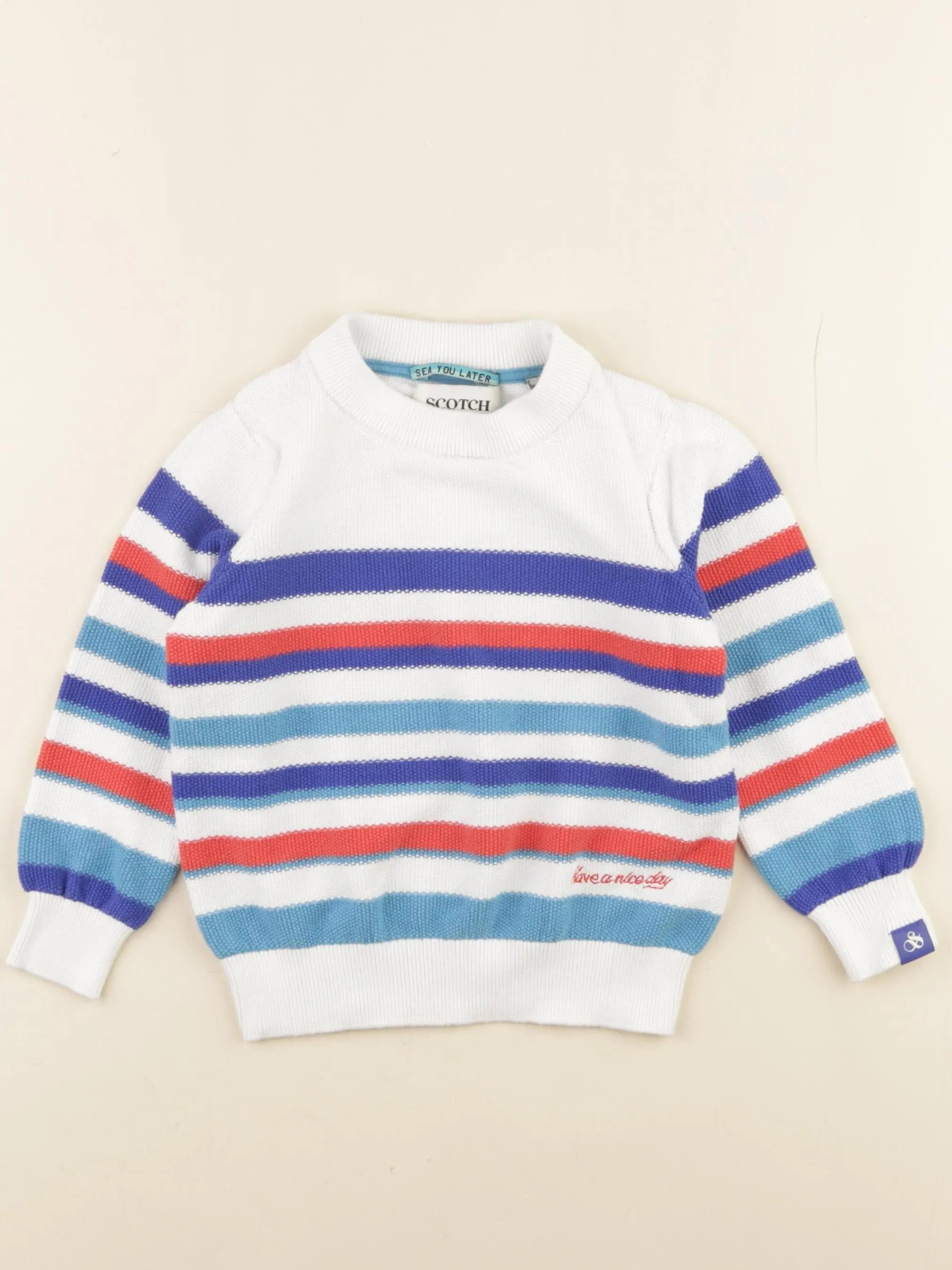 Scotch & Soda - pull bleu, blanc - 4 ans
