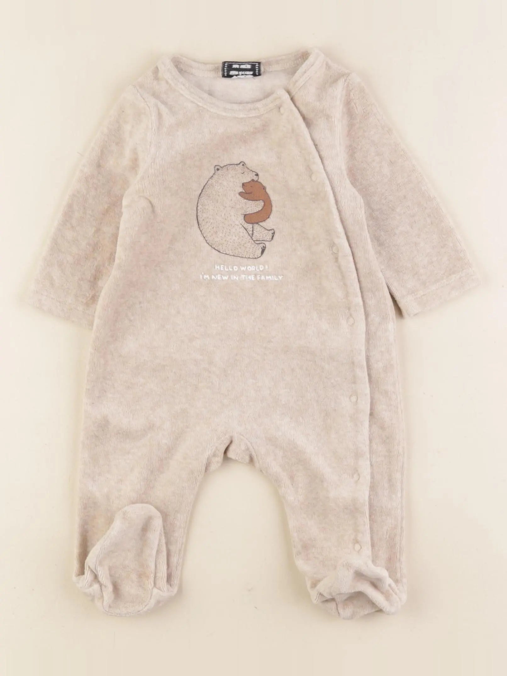 Tape à l'oeil - pyjama velours marron - 3 mois