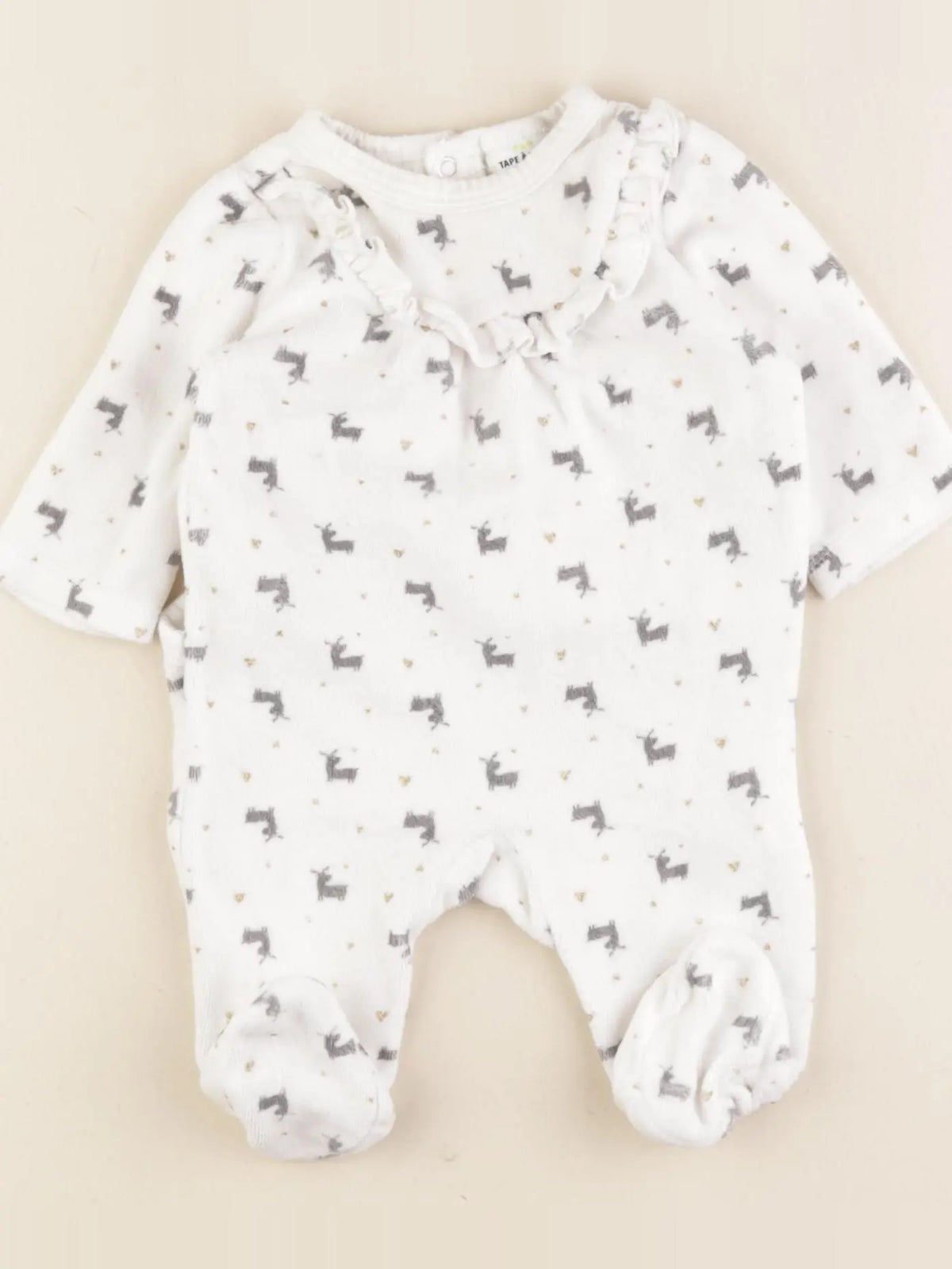 Tape à l'oeil - pyjama velours blanc, or - 1 mois