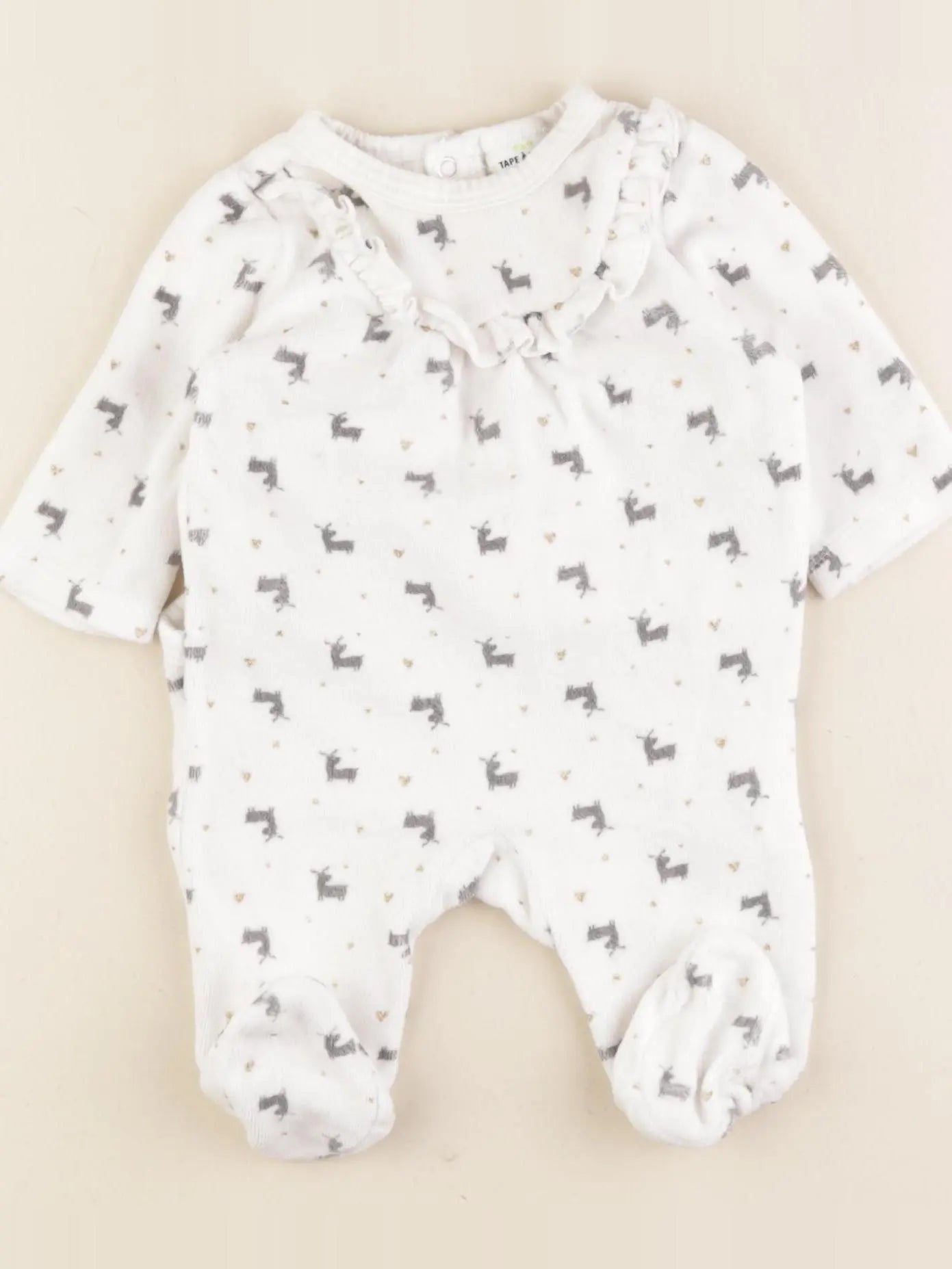 Tape à l'oeil - pyjama velours blanc, or - 1 mois