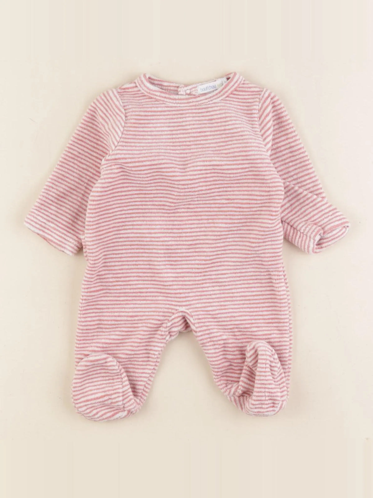 Boutchou - pyjama velours blanc, rose - 0 mois