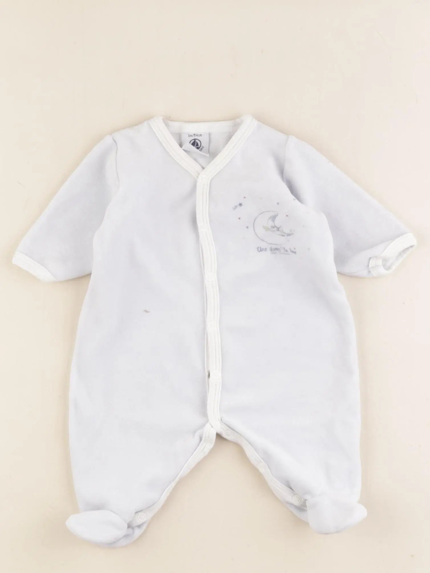 Petit Bateau - pyjama velours bleu - 1 mois