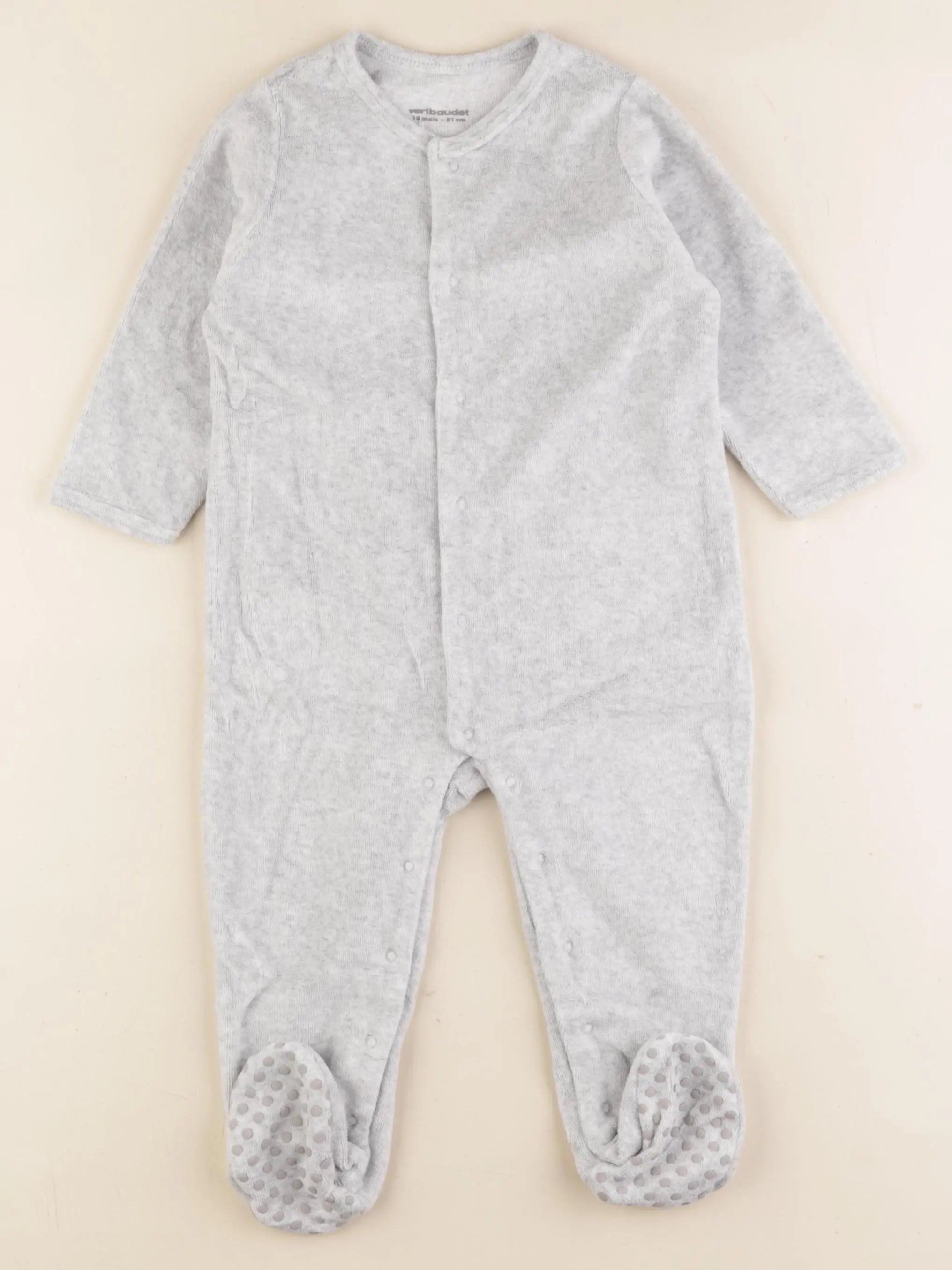 Vertbaudet - pyjama velours gris - 18 mois