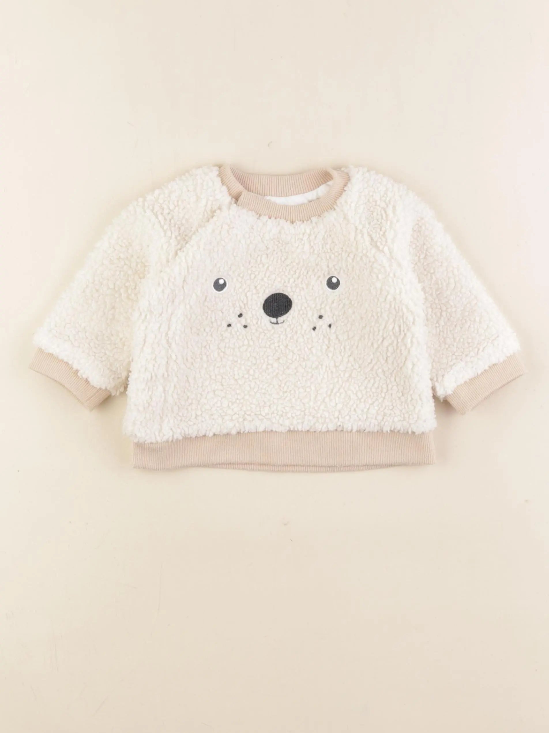 Vertbaudet - sweat beige - 3 mois