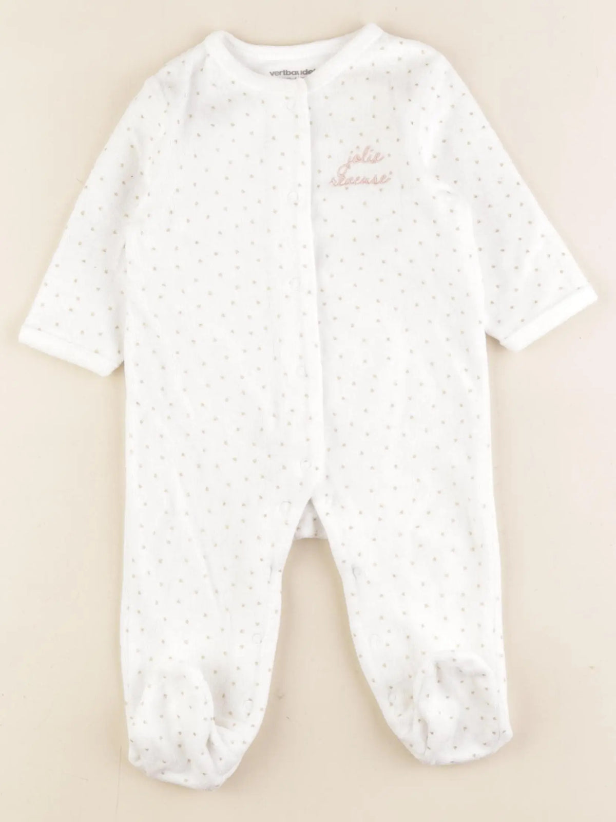 Vertbaudet - pyjama velours blanc - 6 mois