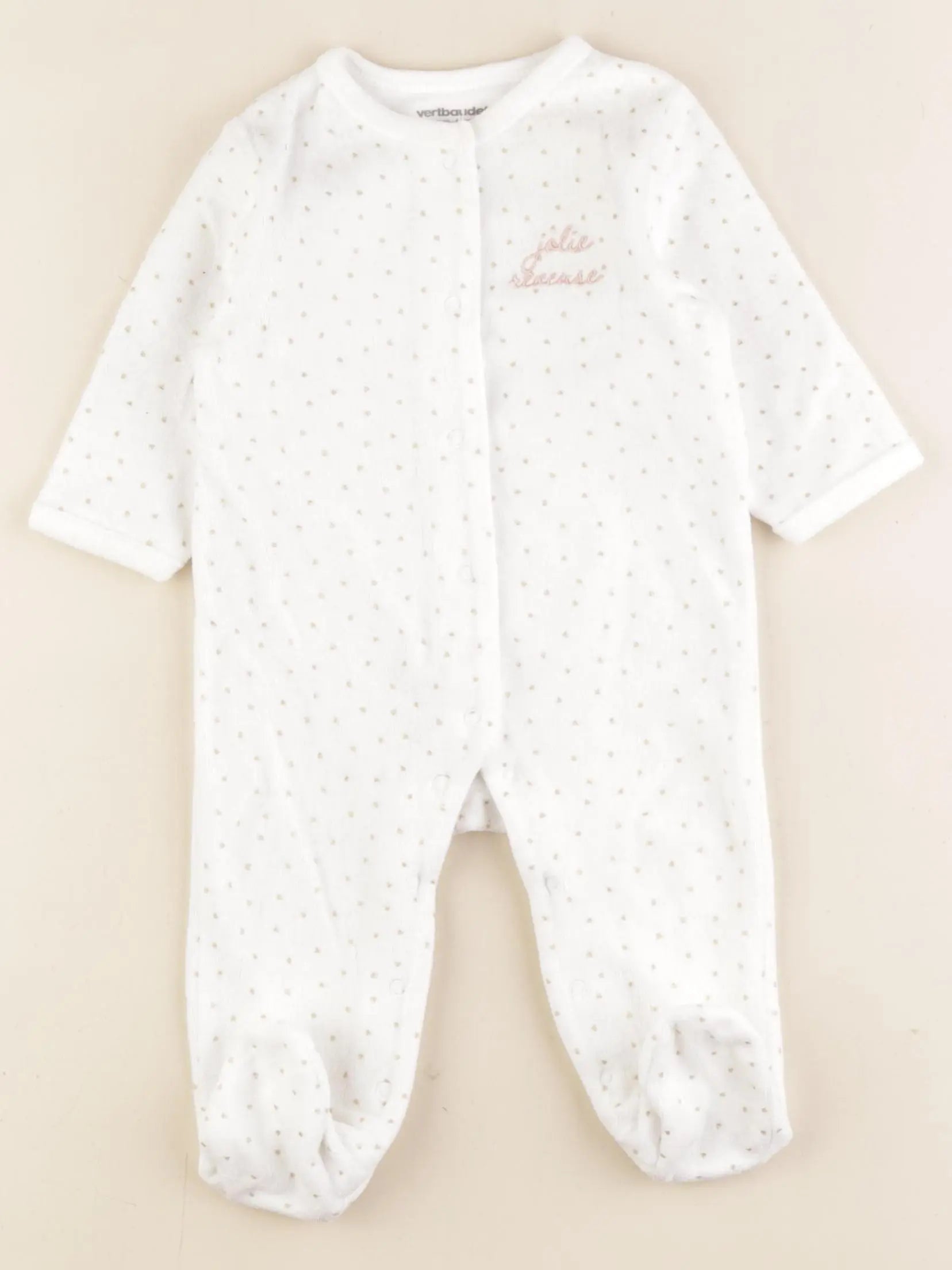Vertbaudet - pyjama velours blanc - 6 mois