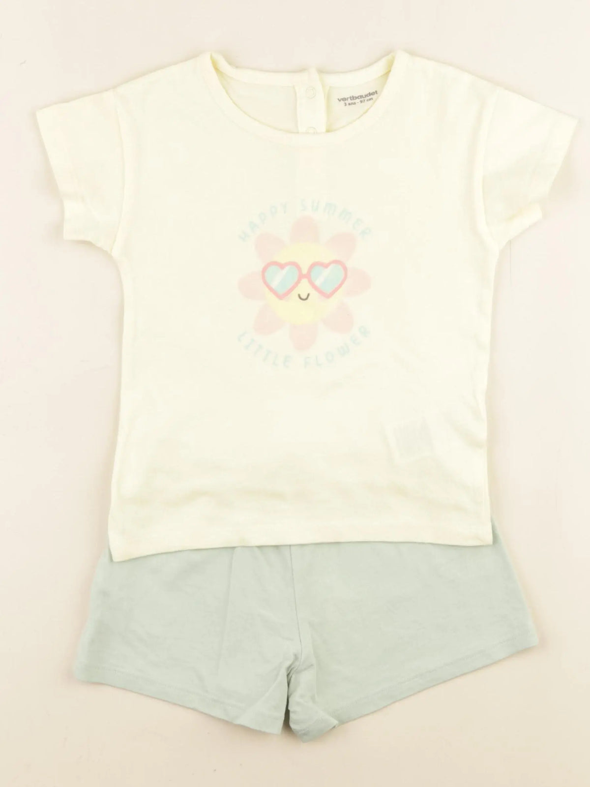 Vertbaudet - pyjama coton jaune, vert - 3 ans