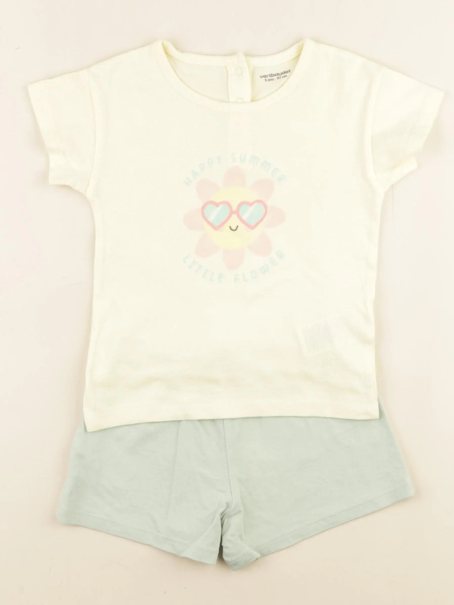 Vertbaudet - pyjama coton jaune, vert - 3 ans