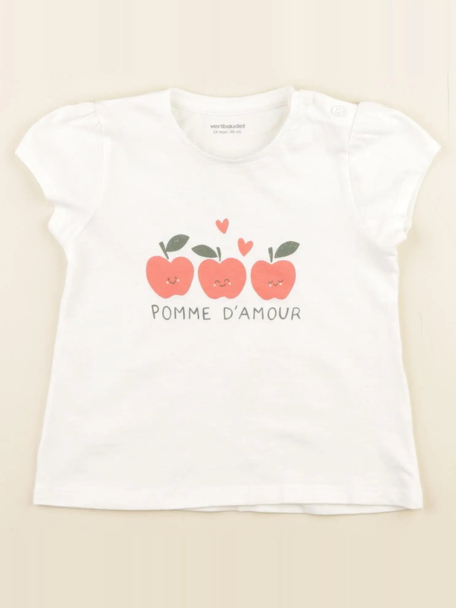 Vertbaudet - tee-shirt blanc - 24 mois