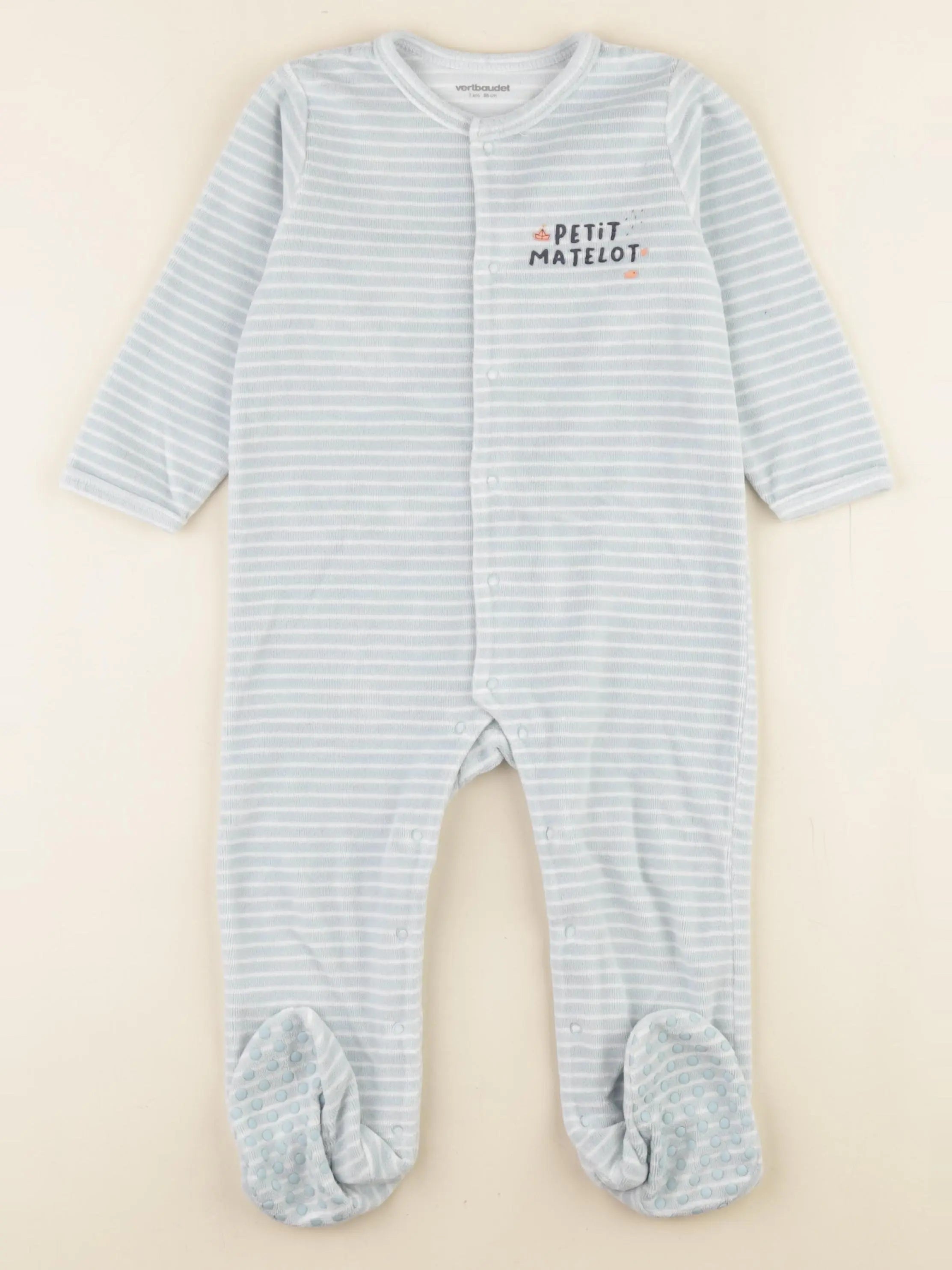 Vertbaudet - pyjama velours bleu, blanc - 2 ans