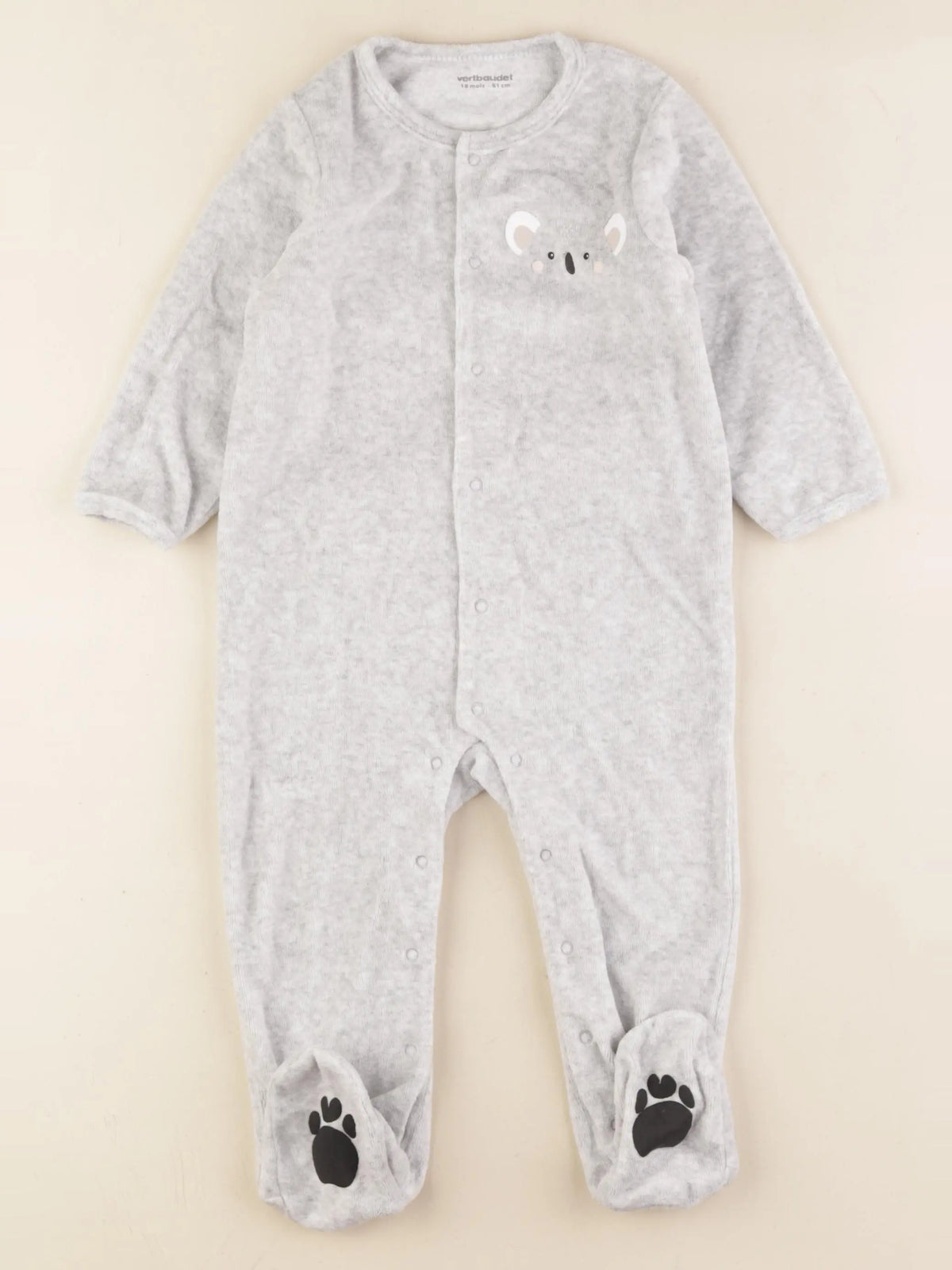 Vertbaudet - pyjama velours gris - 18 mois
