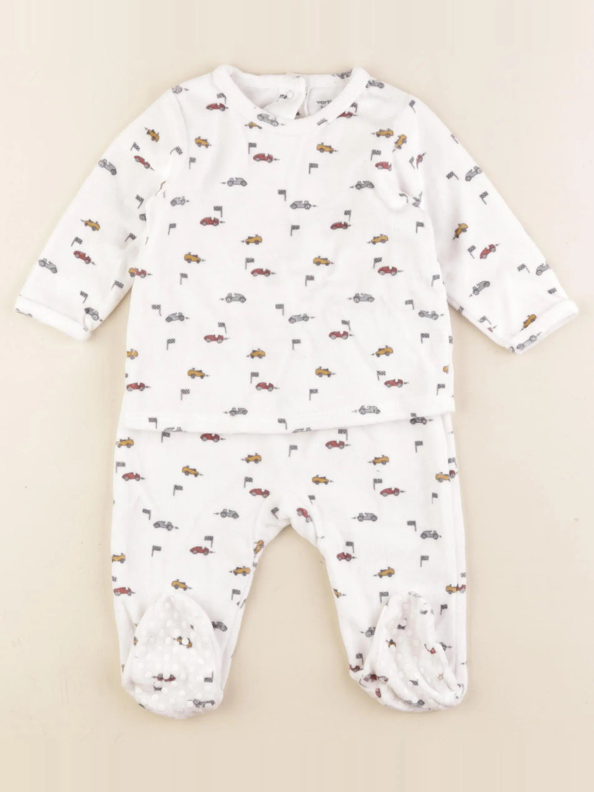 Vertbaudet - pyjama velours blanc - 9 mois