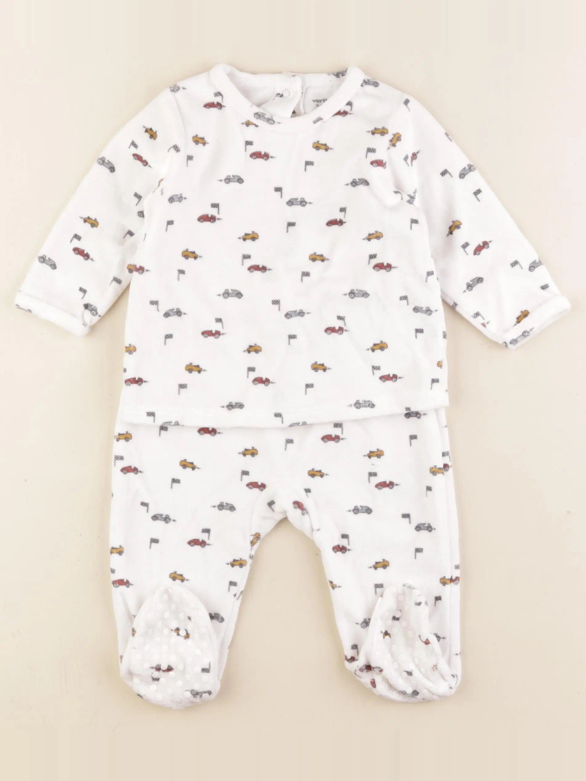 Vertbaudet - pyjama velours blanc - 9 mois