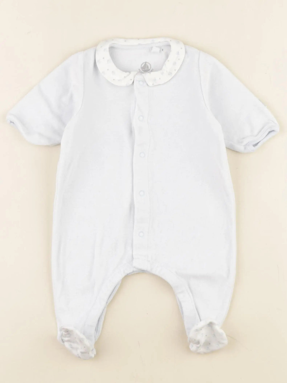 Petit Bateau - pyjama velours bleu - 1 mois