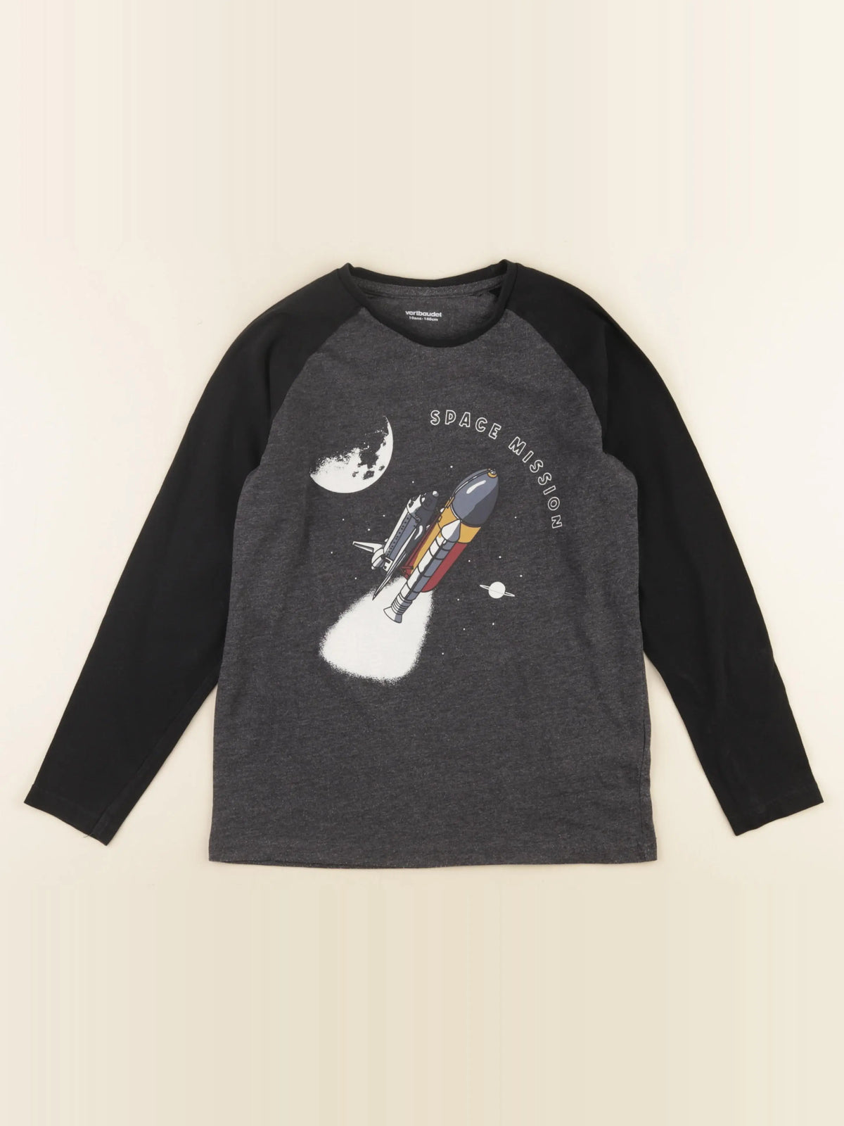 Vertbaudet - tee-shirt noir, gris - 10 ans
