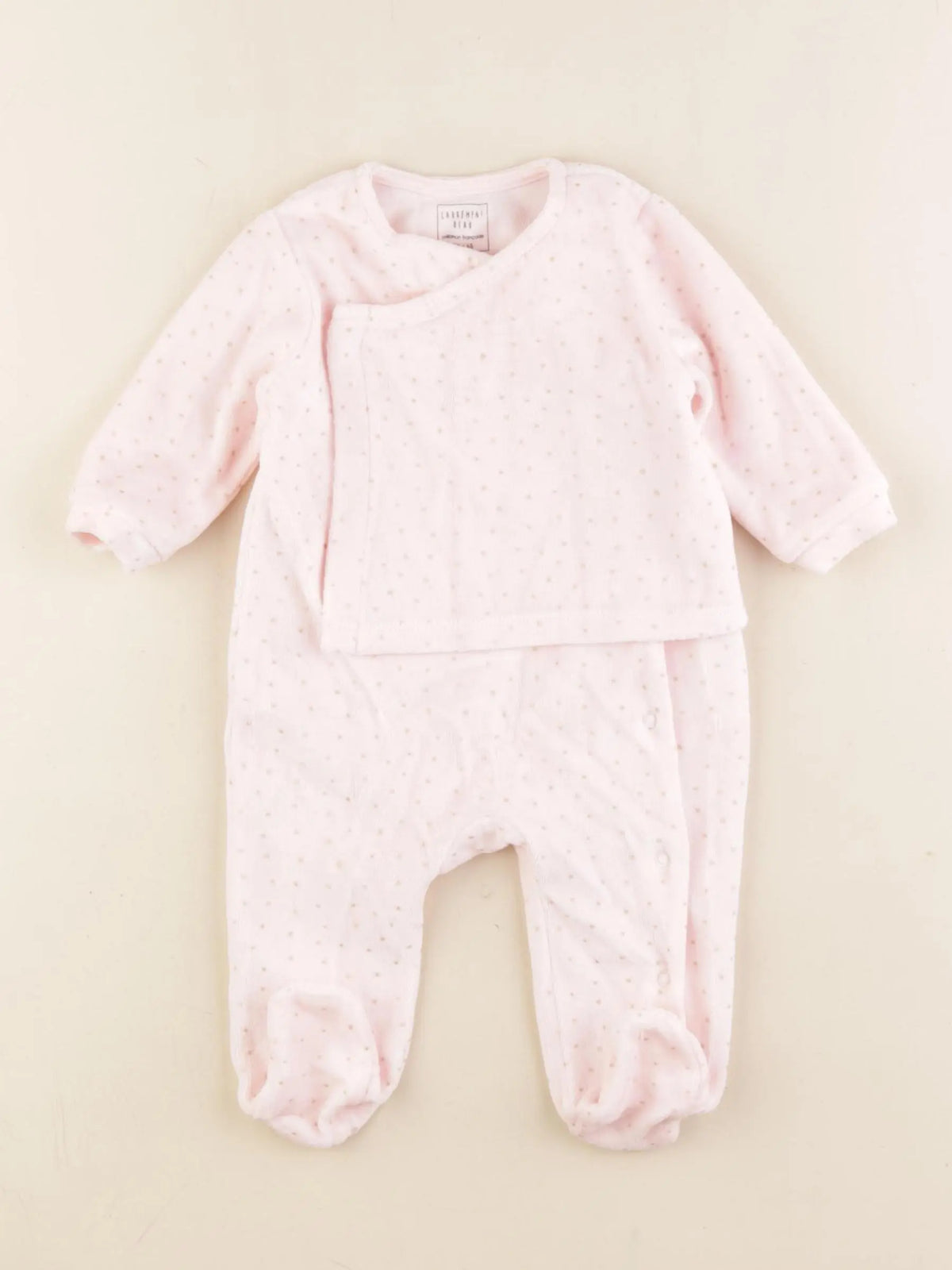 Carrément Beau - pyjama velours rose - 3 mois