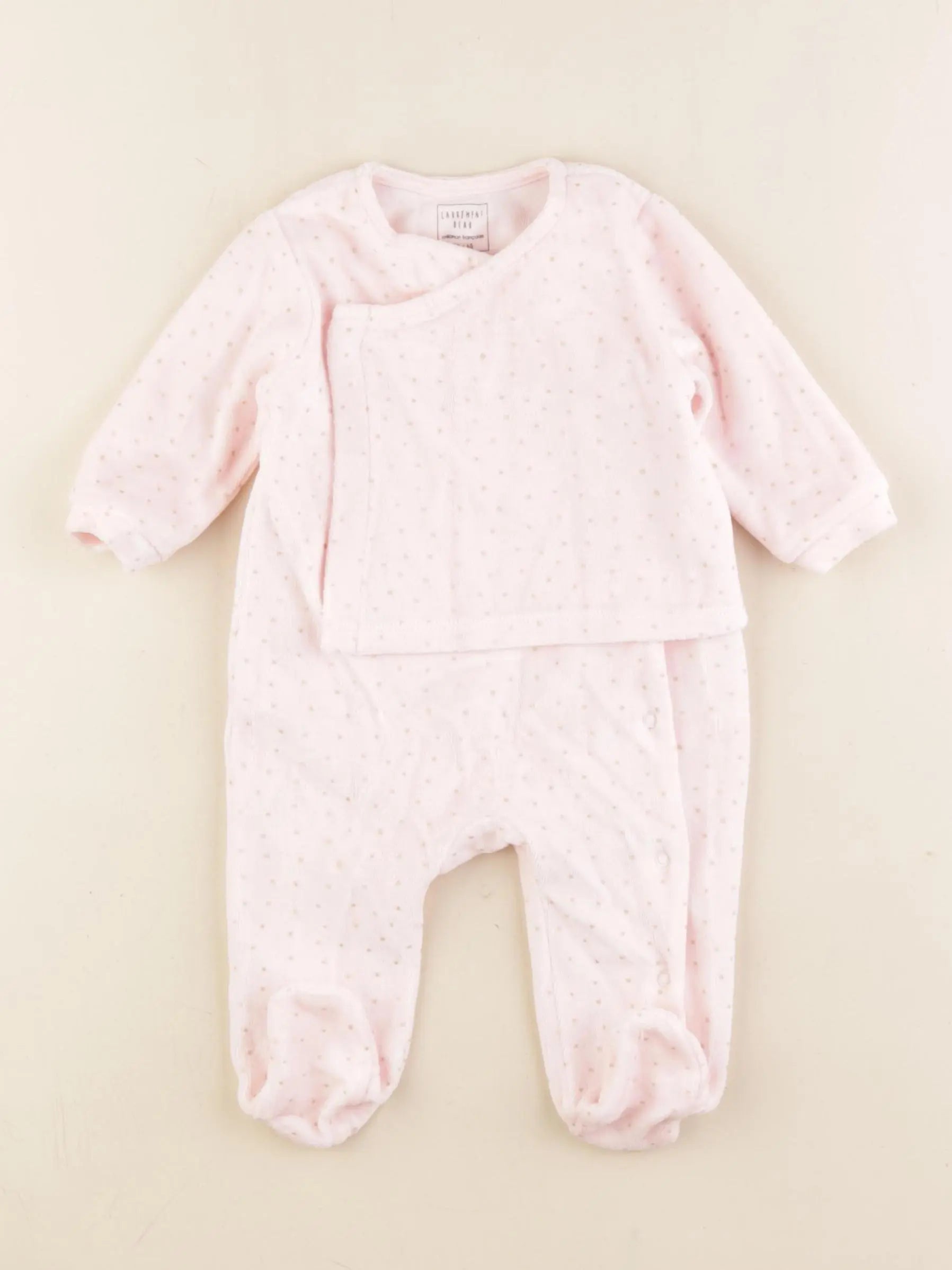 Carrément Beau - pyjama velours rose - 3 mois