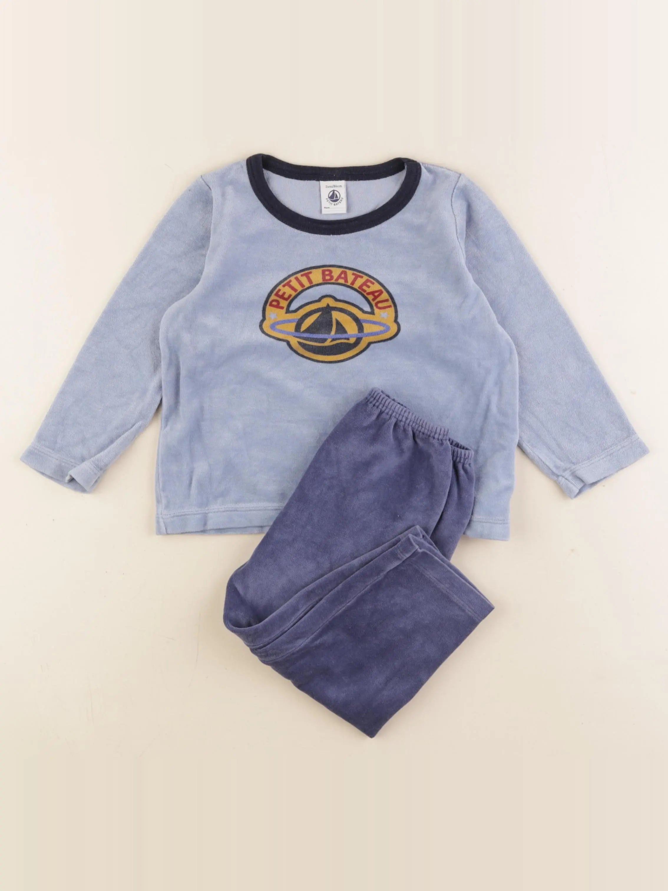Petit Bateau - pyjama velours bleu - 2 ans