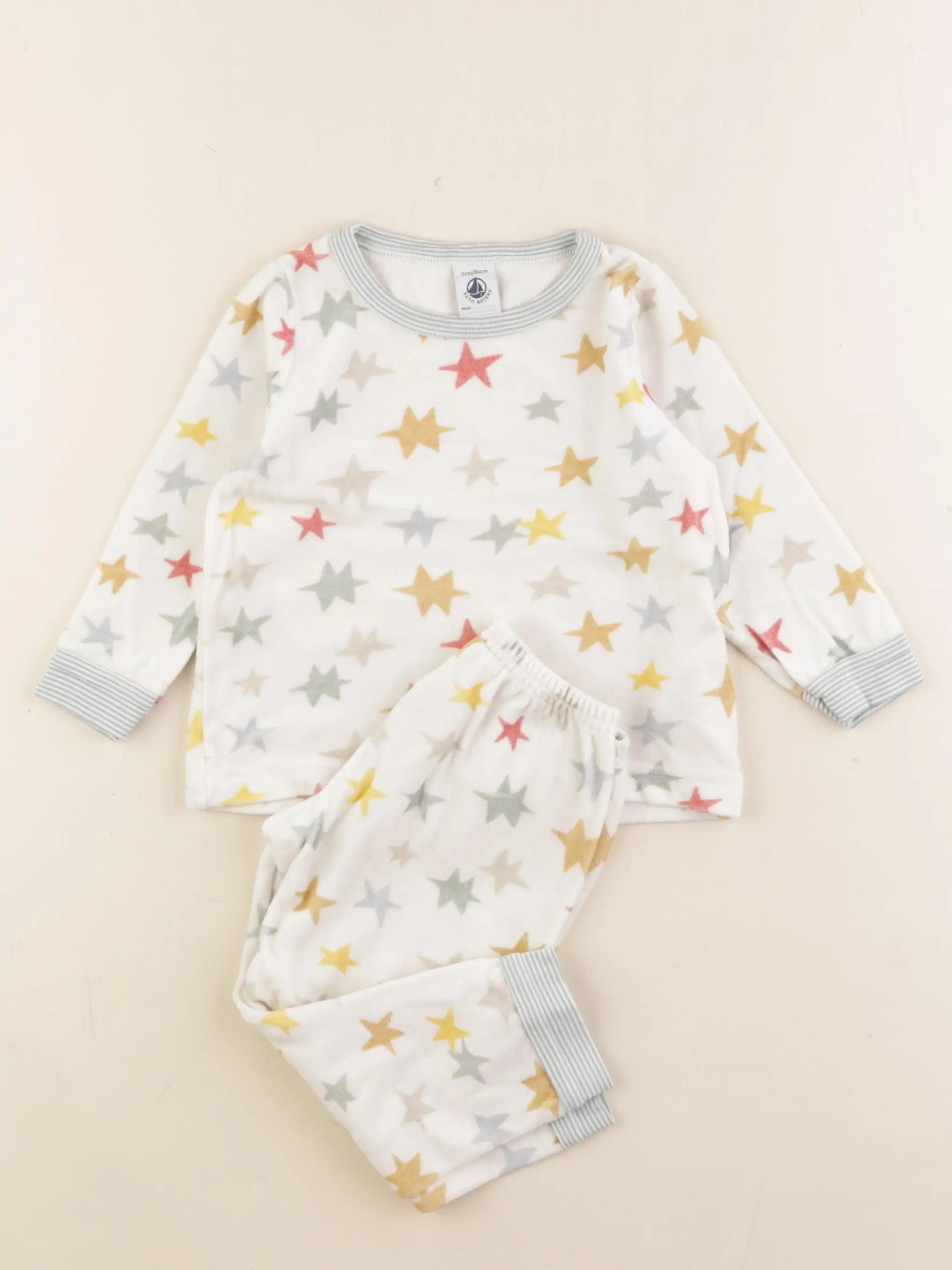 Petit Bateau - pyjama velours multicolore - 2 ans