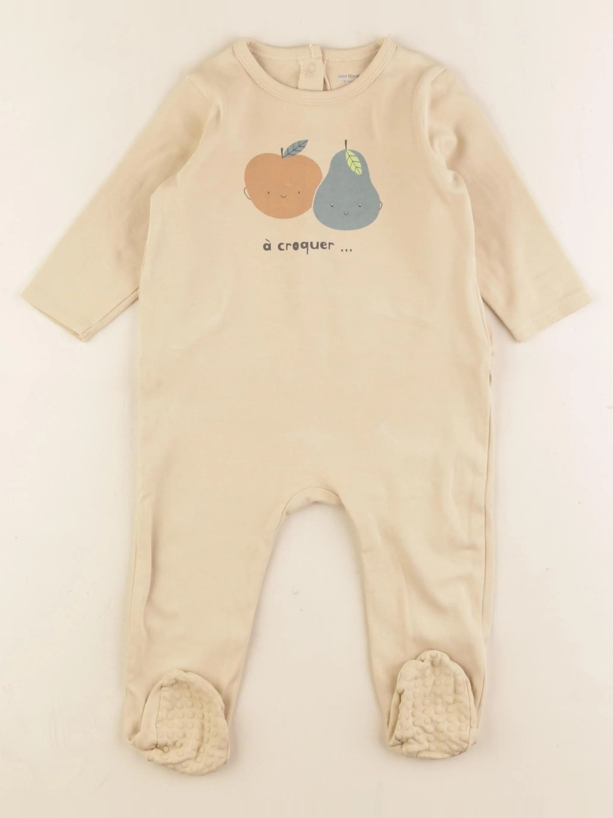 Vertbaudet - pyjama coton beige - 18 mois