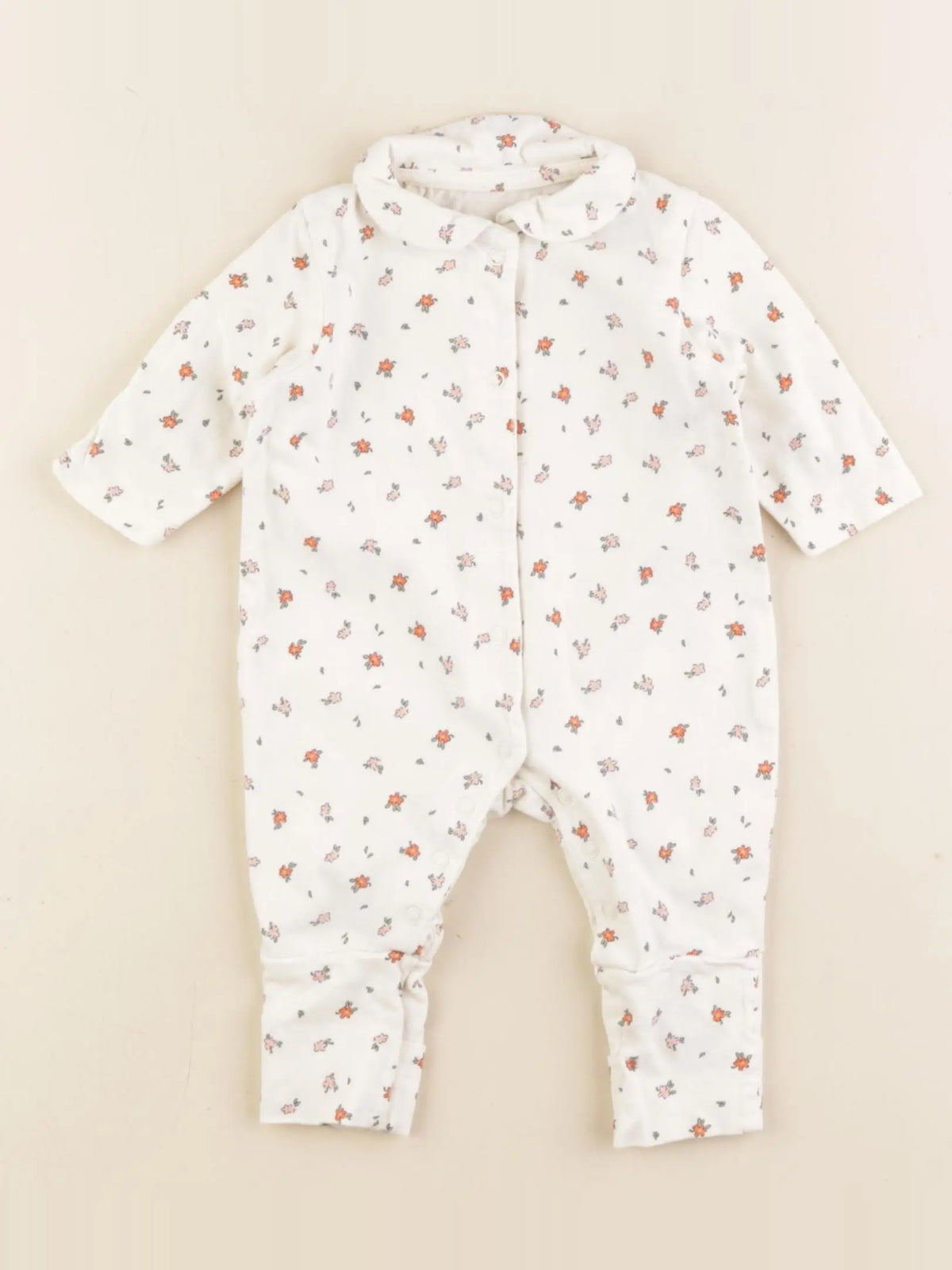 Vertbaudet - pyjama coton beige - 1 mois