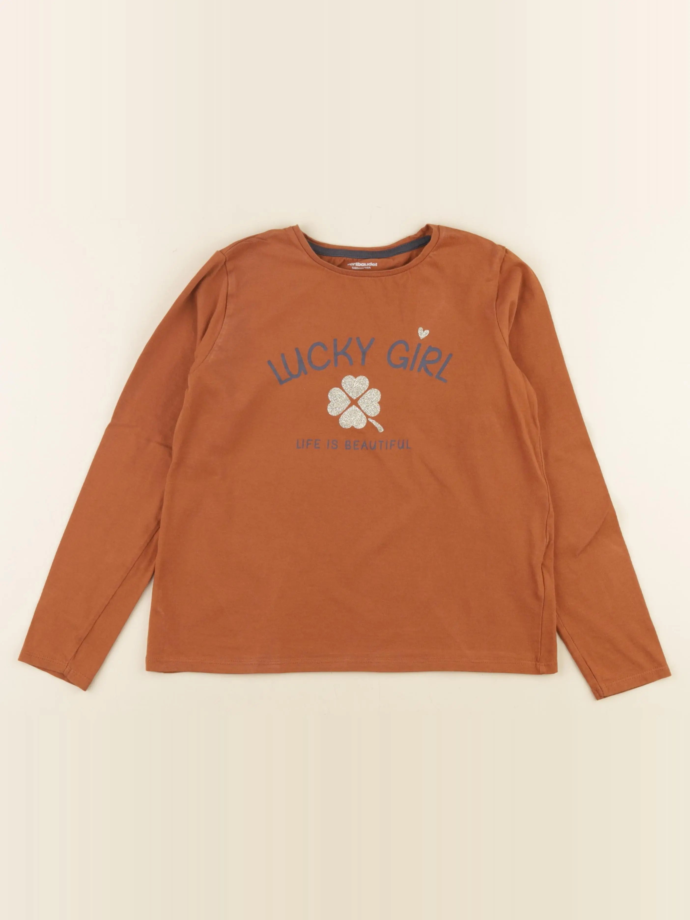 Vertbaudet - tee-shirt marron - 10 ans