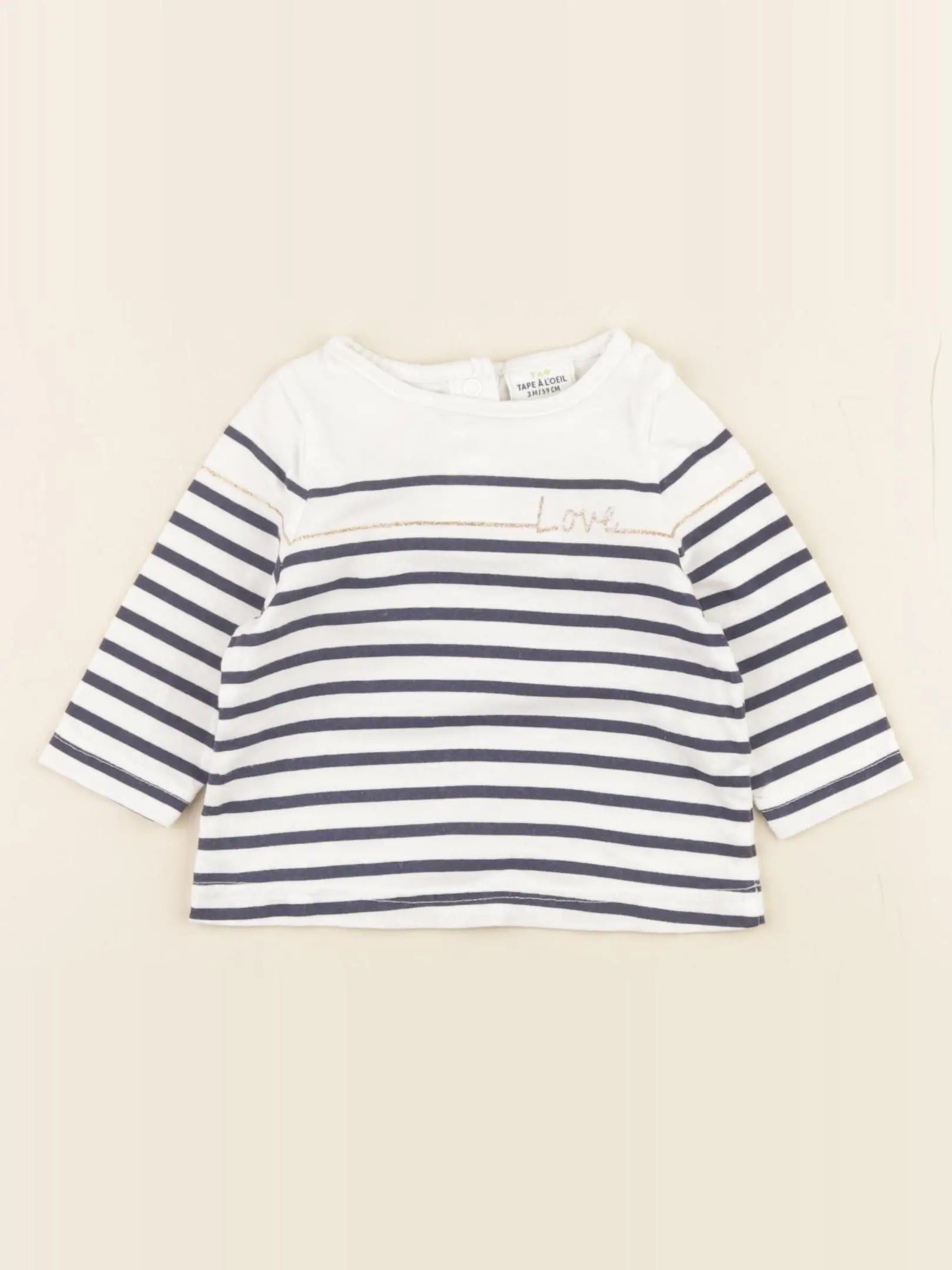 Tape à l'oeil - tee-shirt blanc, bleu - 3 mois