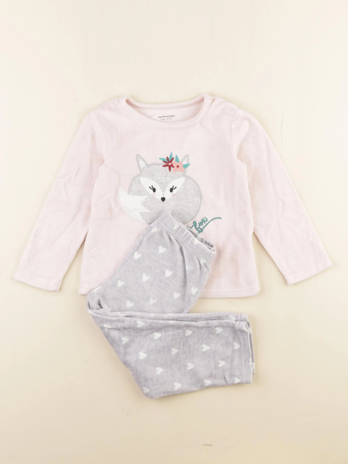 Vertbaudet - pyjama velours rose - 3 ans