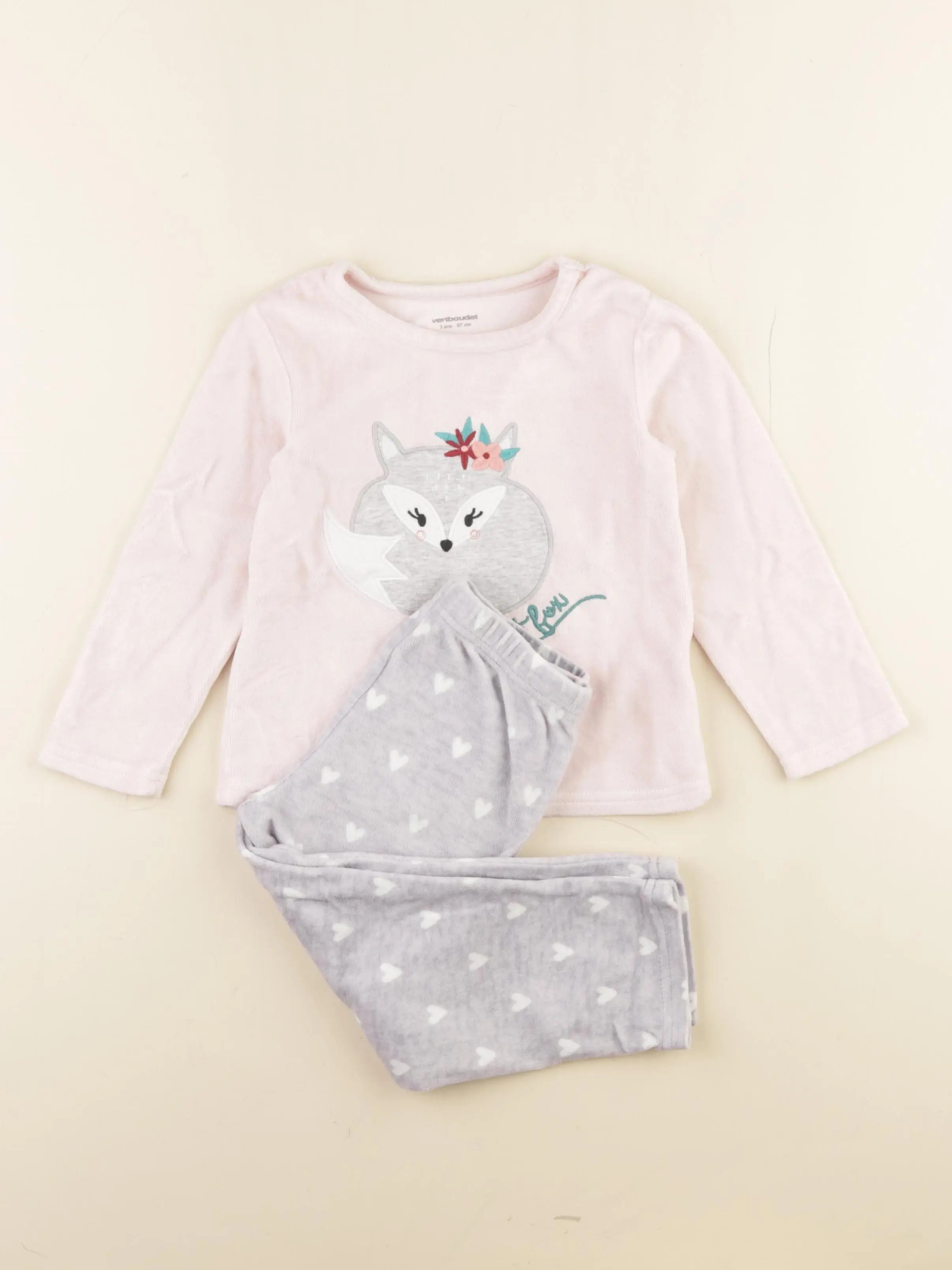 Vertbaudet - pyjama velours rose - 3 ans