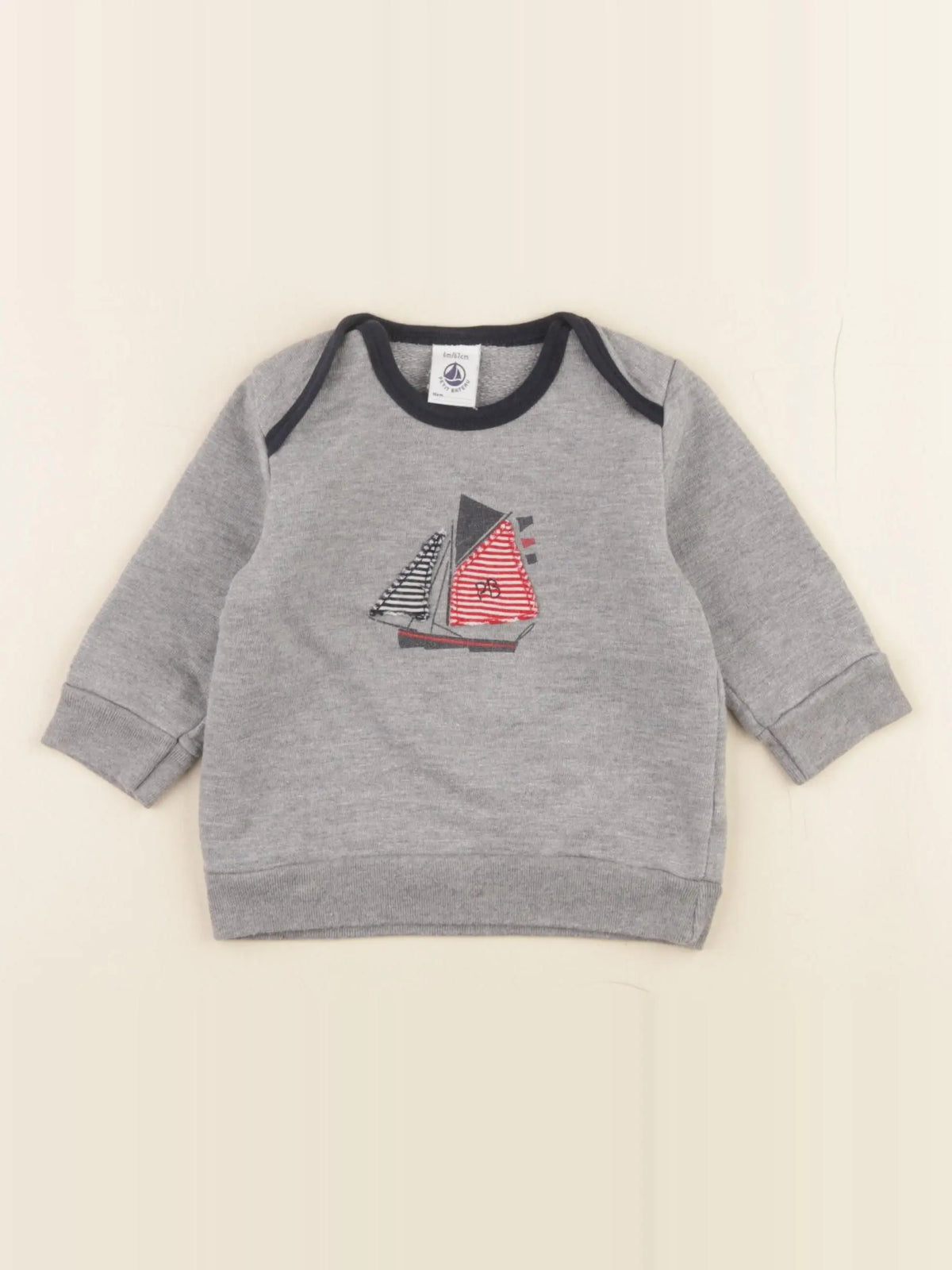 Petit Bateau - sweat gris - 6 mois