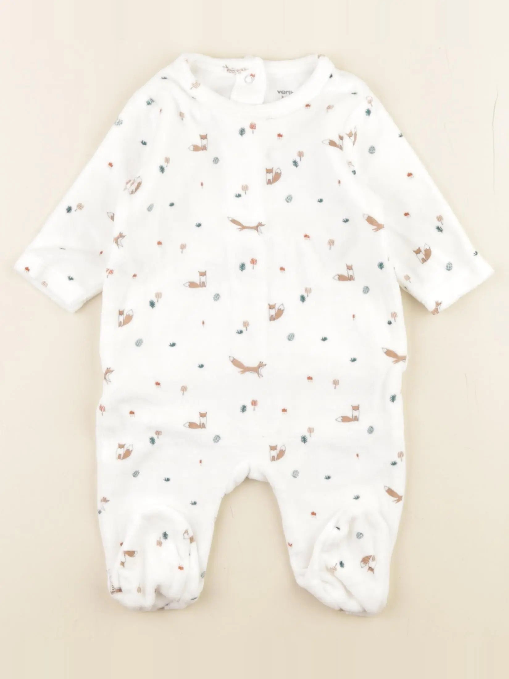 Vertbaudet - pyjama velours blanc - 3 mois