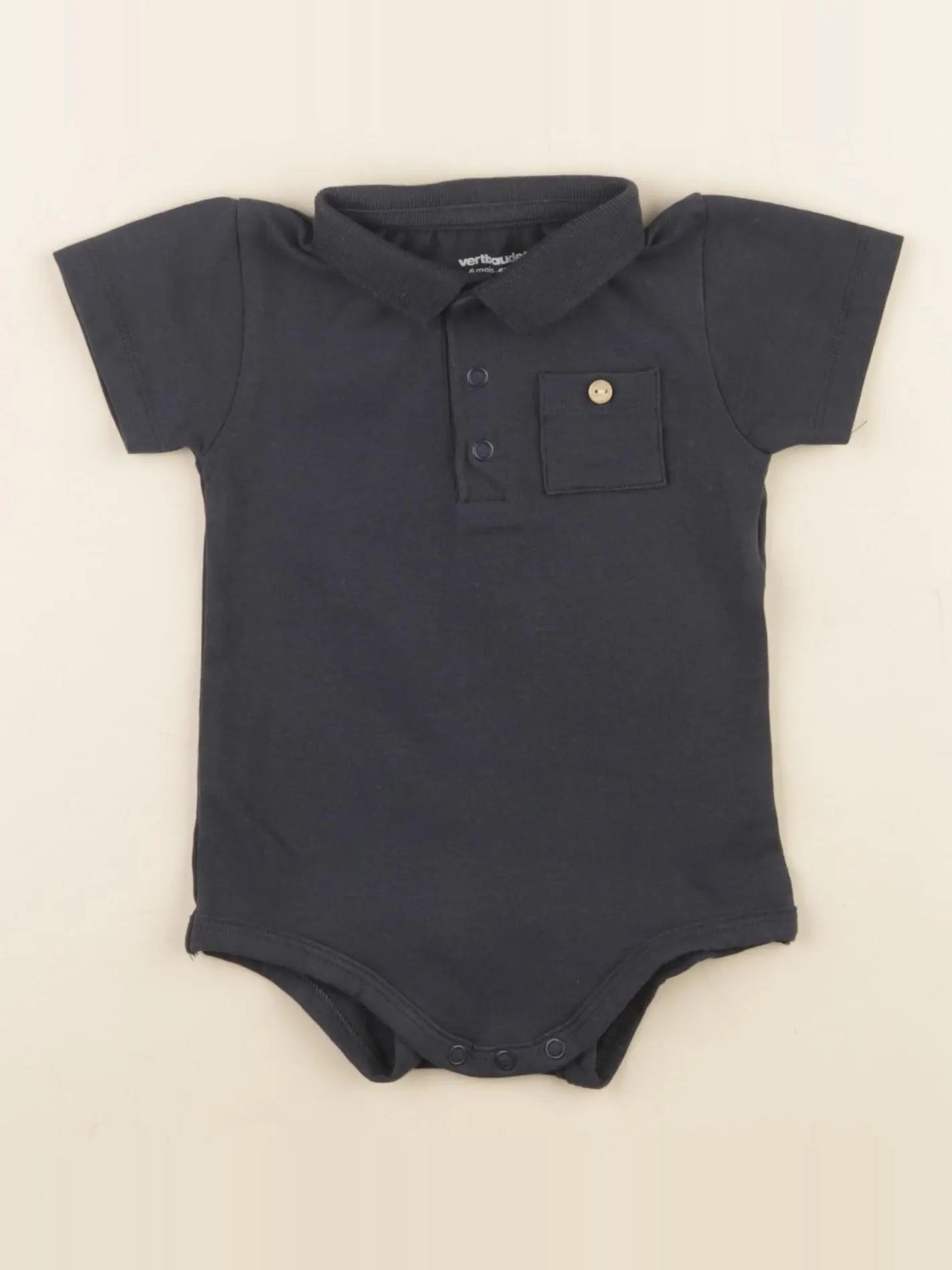 Vertbaudet - body à col bleu - 6 mois